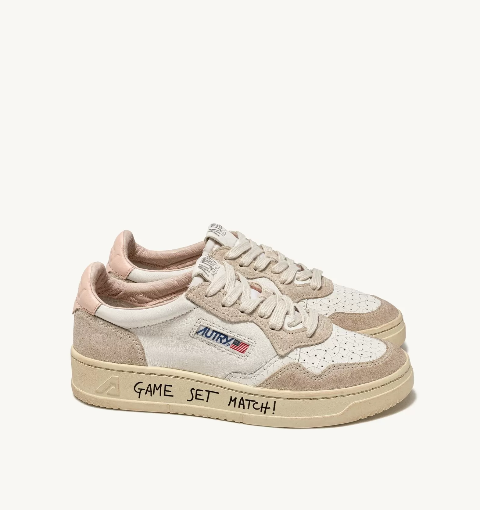 Medalist^AUTRY Medalist Low Sneakers In Leather And Suede White And Pink