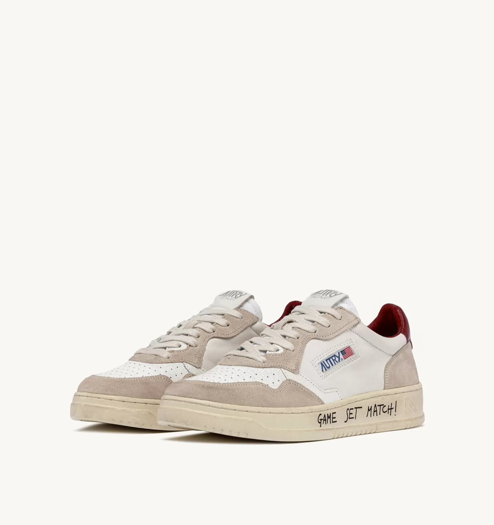 Medalist^AUTRY Medalist Low Sneakers In Leather Bianca And Suede Beige
