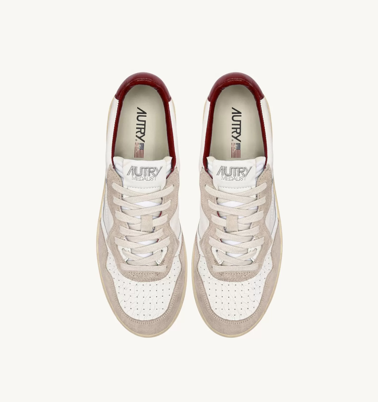 Medalist^AUTRY Medalist Low Sneakers In Leather Bianca And Suede Beige