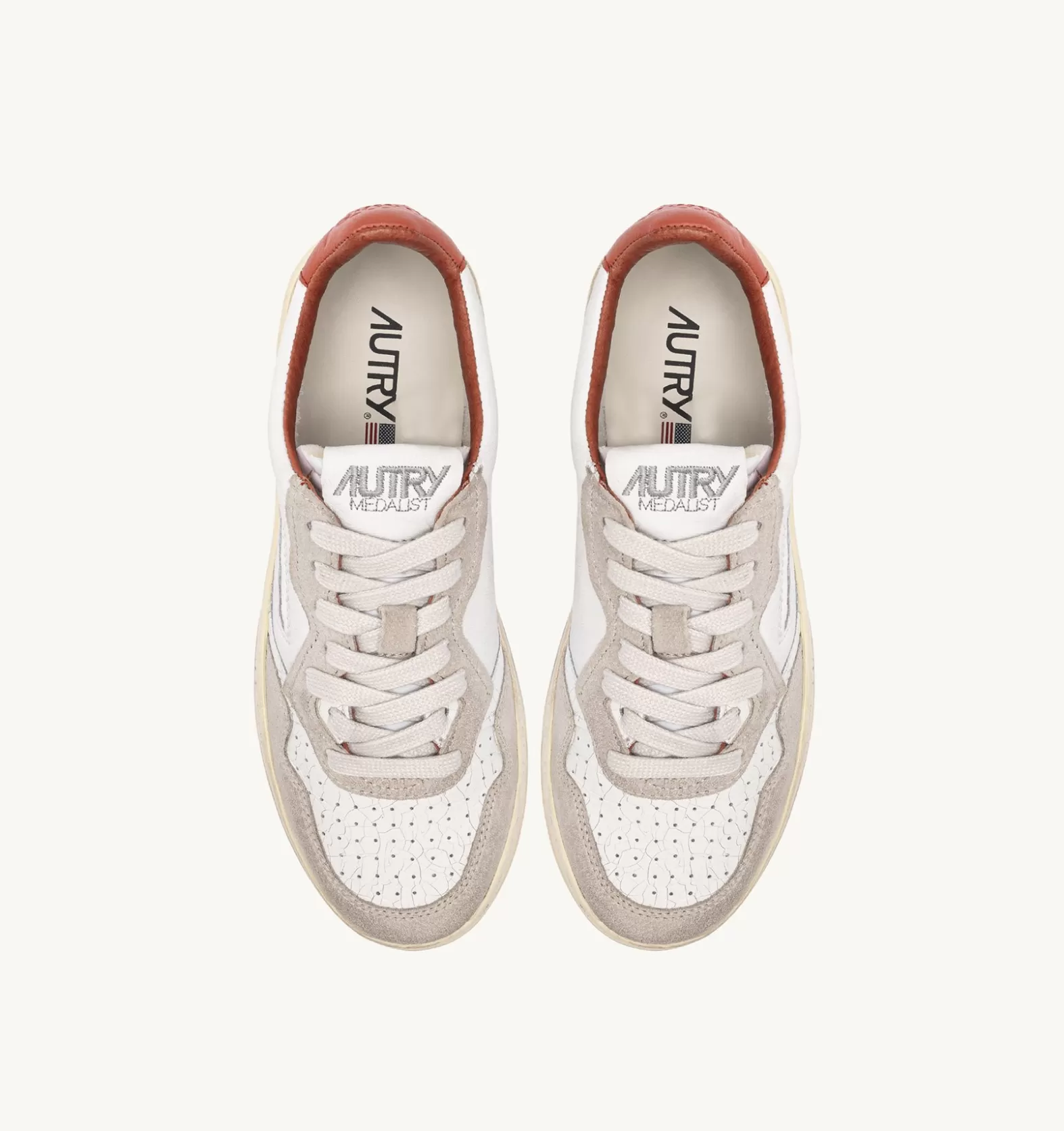 Medalist^AUTRY Medalist Low Sneakers In Leather Bianca And Suede Beige