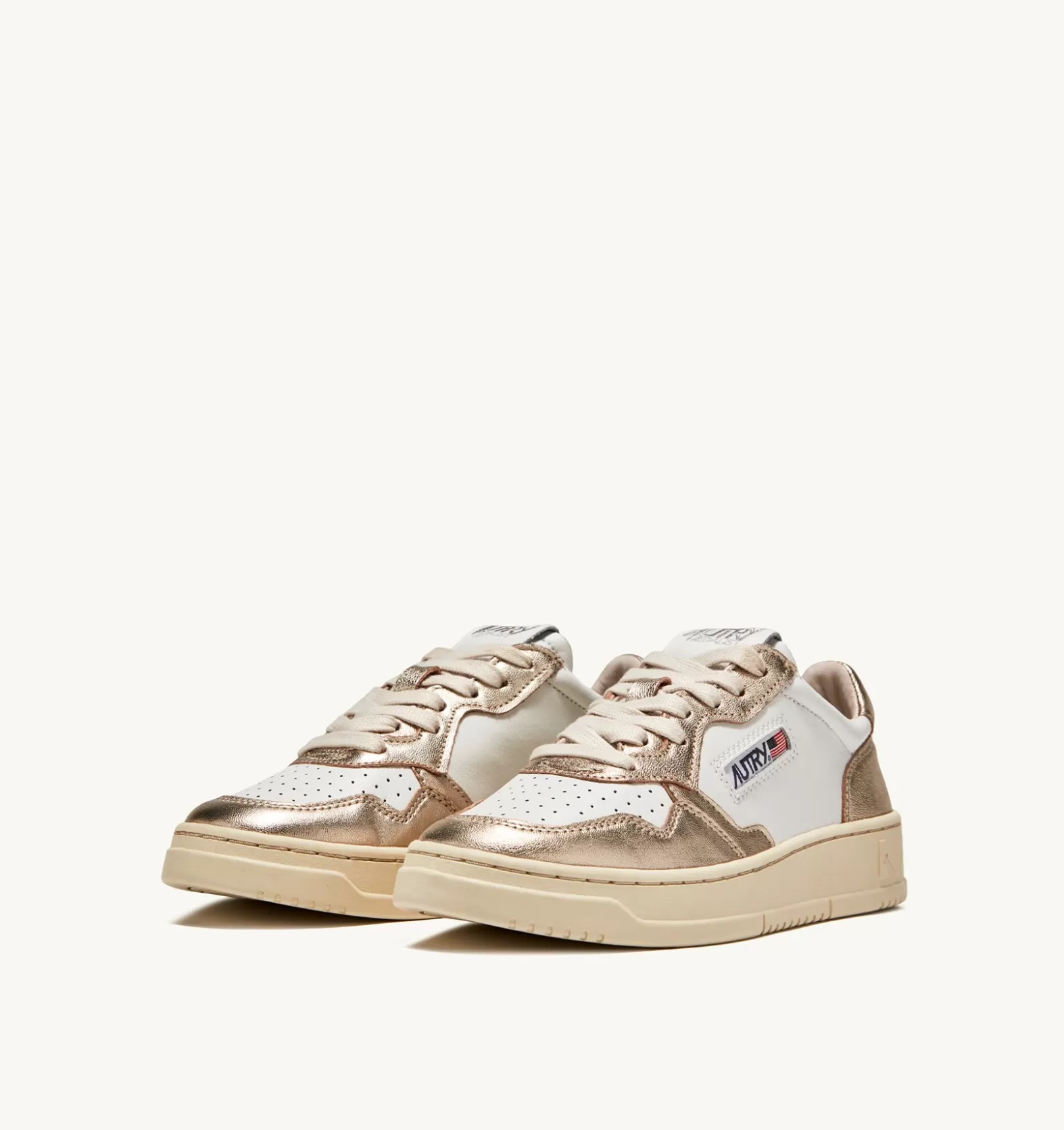 Medalist^AUTRY Medalist Low Sneakers In Leather Bicolor White And Platinum