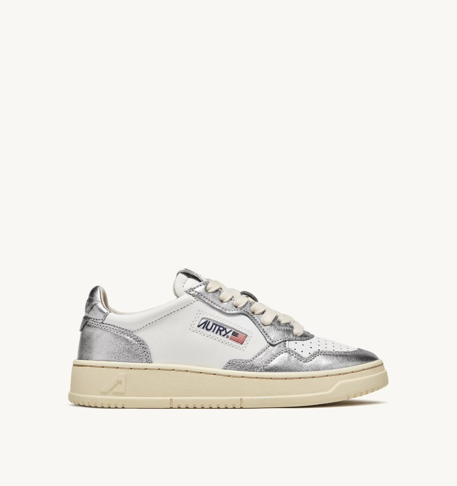 Medalist^AUTRY Medalist Low Sneakers In Leather Bicolor White And Silver
