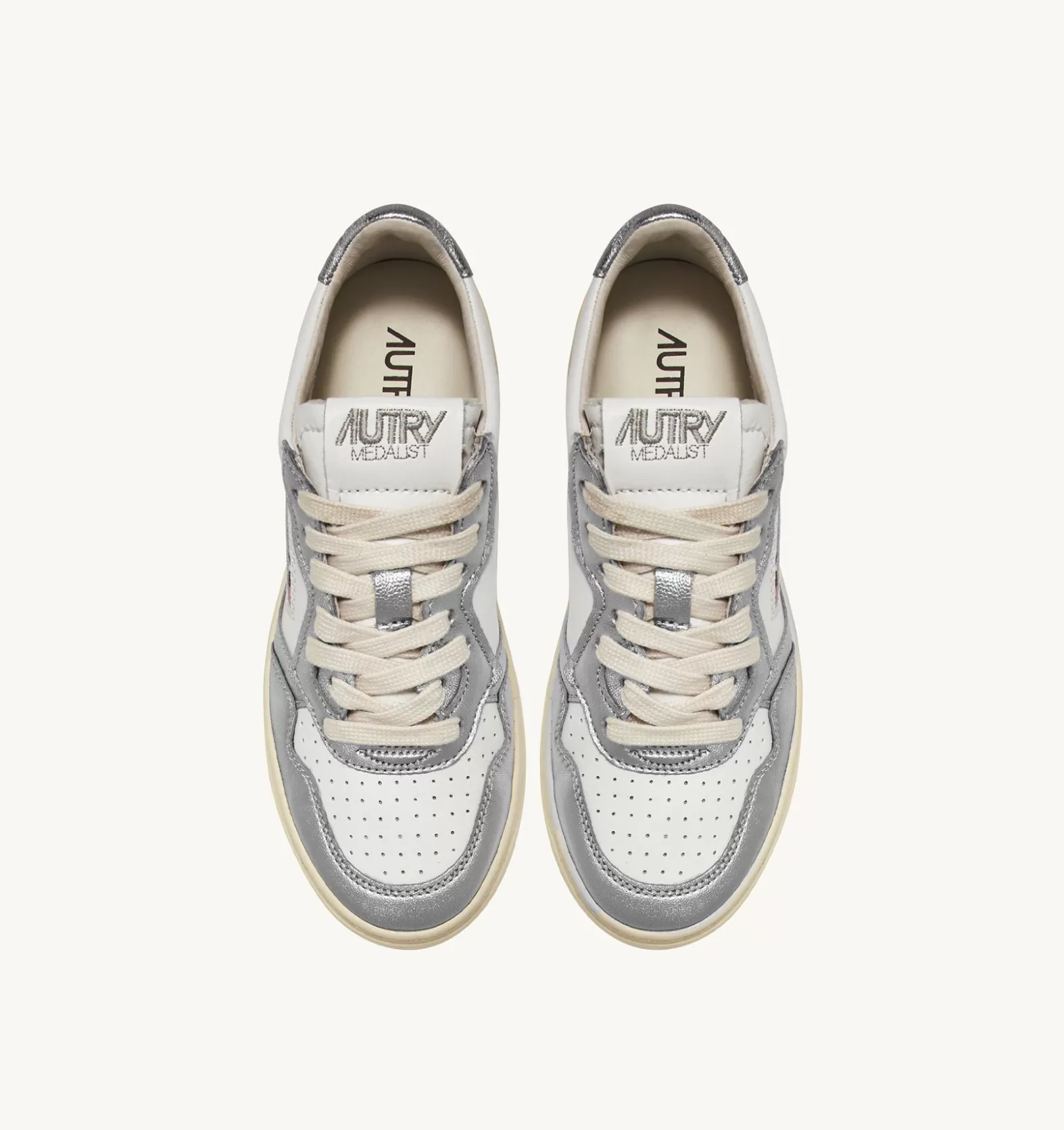 Medalist^AUTRY Medalist Low Sneakers In Leather Bicolor White And Silver