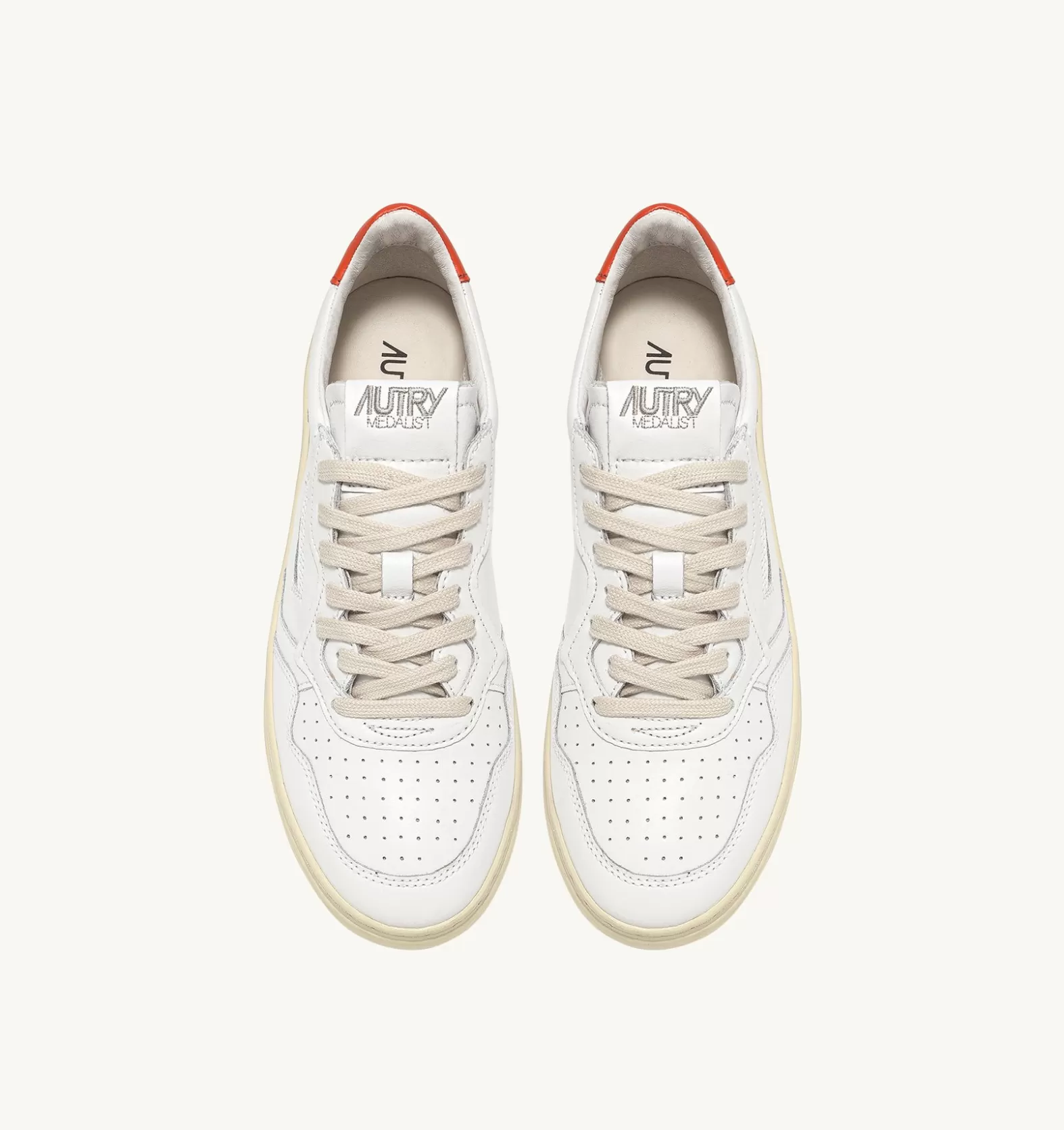 Medalist^AUTRY Medalist Low Sneakers In Leather Color White And Orange