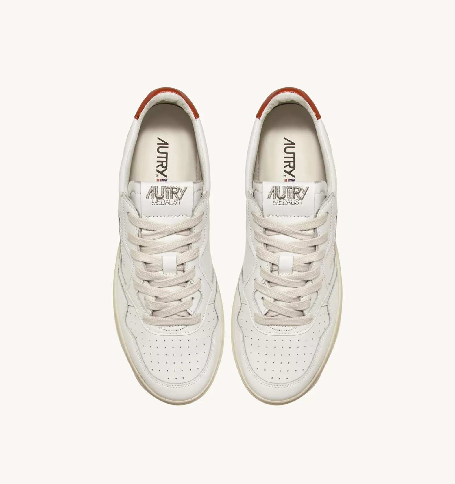 Medalist^AUTRY Medalist Low Sneakers In Leather Color White And Rust