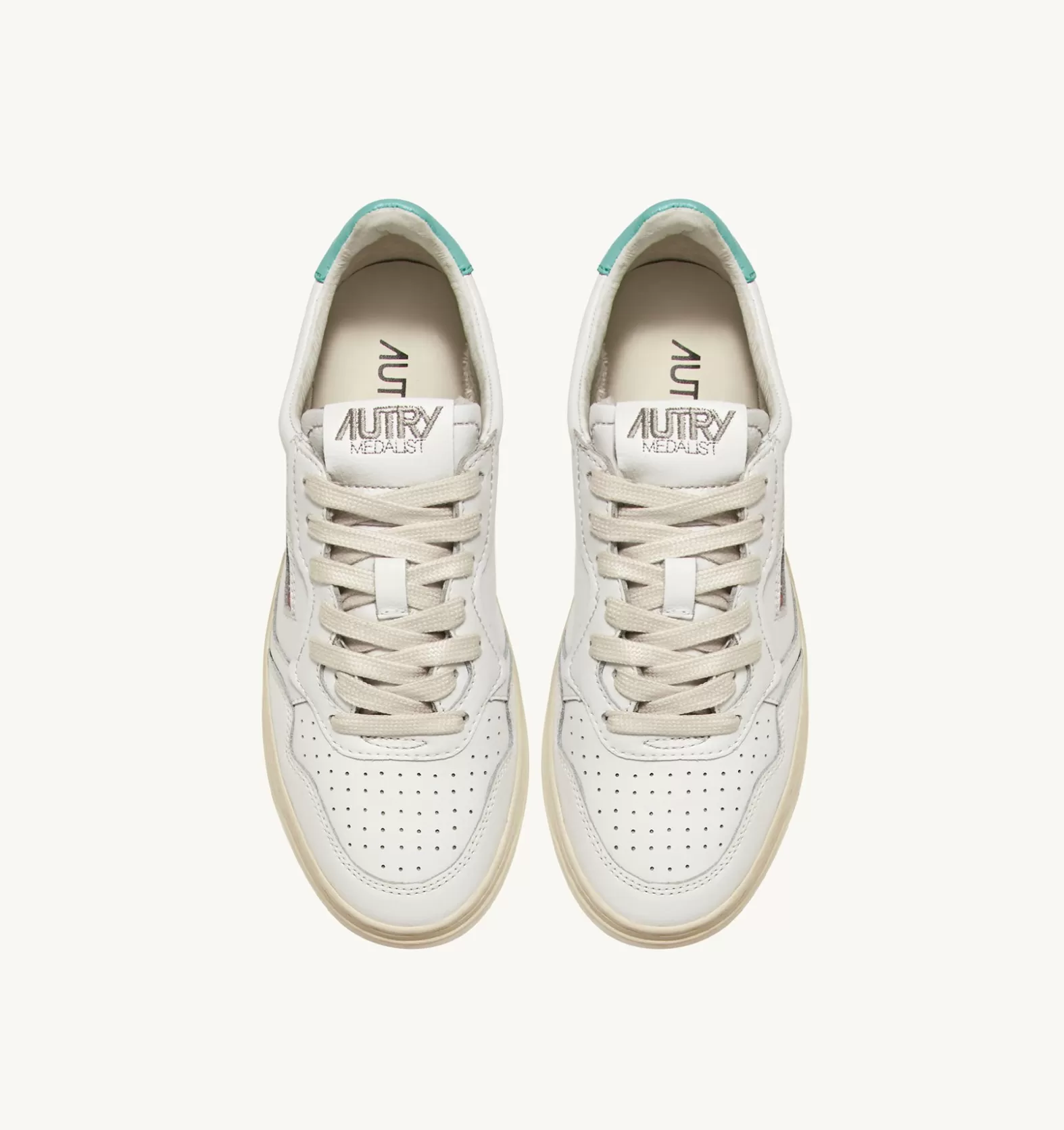 Medalist^AUTRY Medalist Low Sneakers In Leather Color White And Turquoise