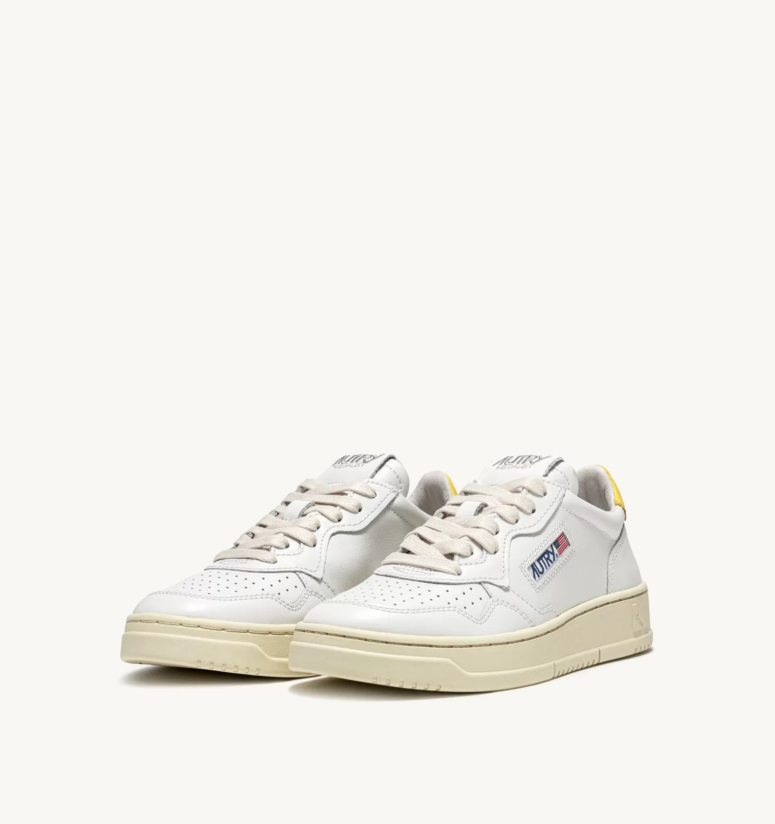 Medalist^AUTRY Medalist Low Sneakers In Leather Color White And Yellow