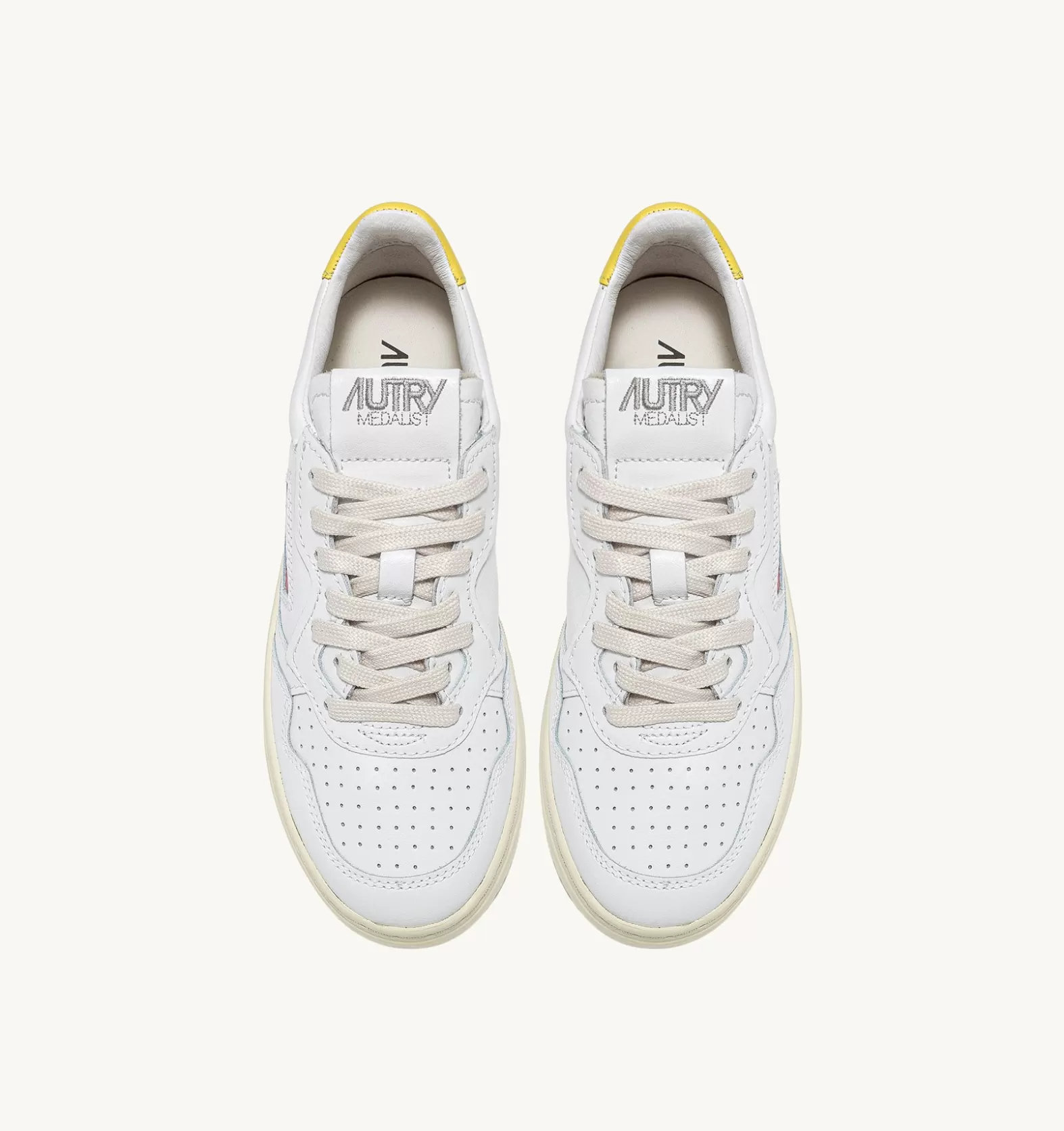 Medalist^AUTRY Medalist Low Sneakers In Leather Color White And Yellow