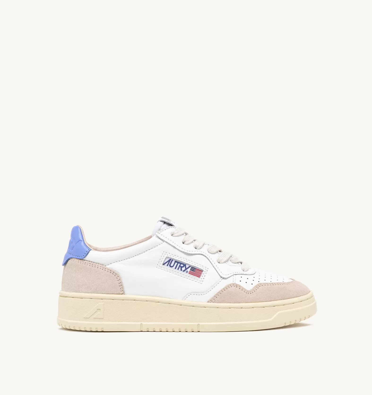 Medalist^AUTRY Medalist Low Sneakers In Leather White And Azure And Suede Beige