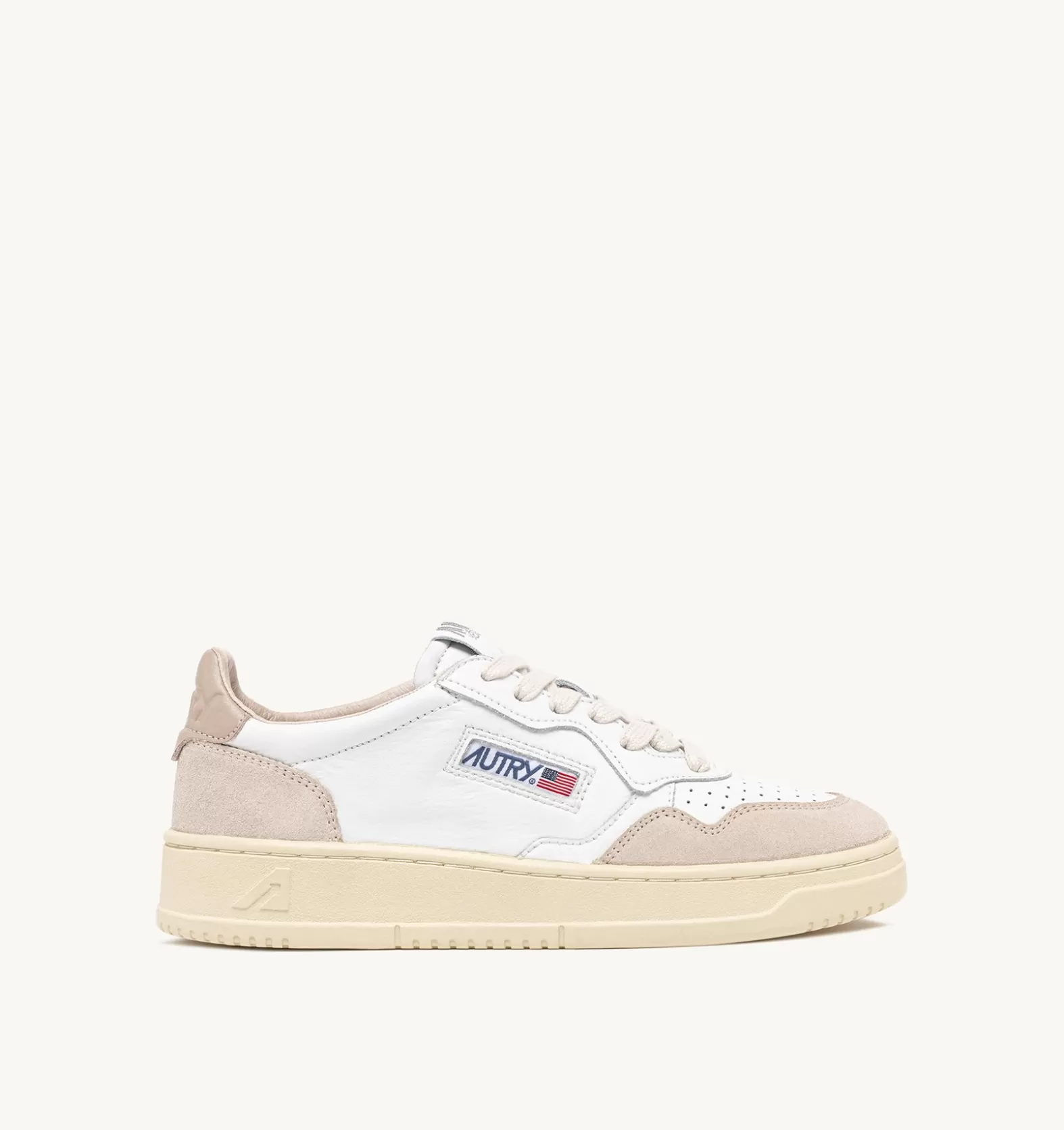 Medalist^AUTRY Medalist Low Sneakers In Leather White And Beige And Suede Beige