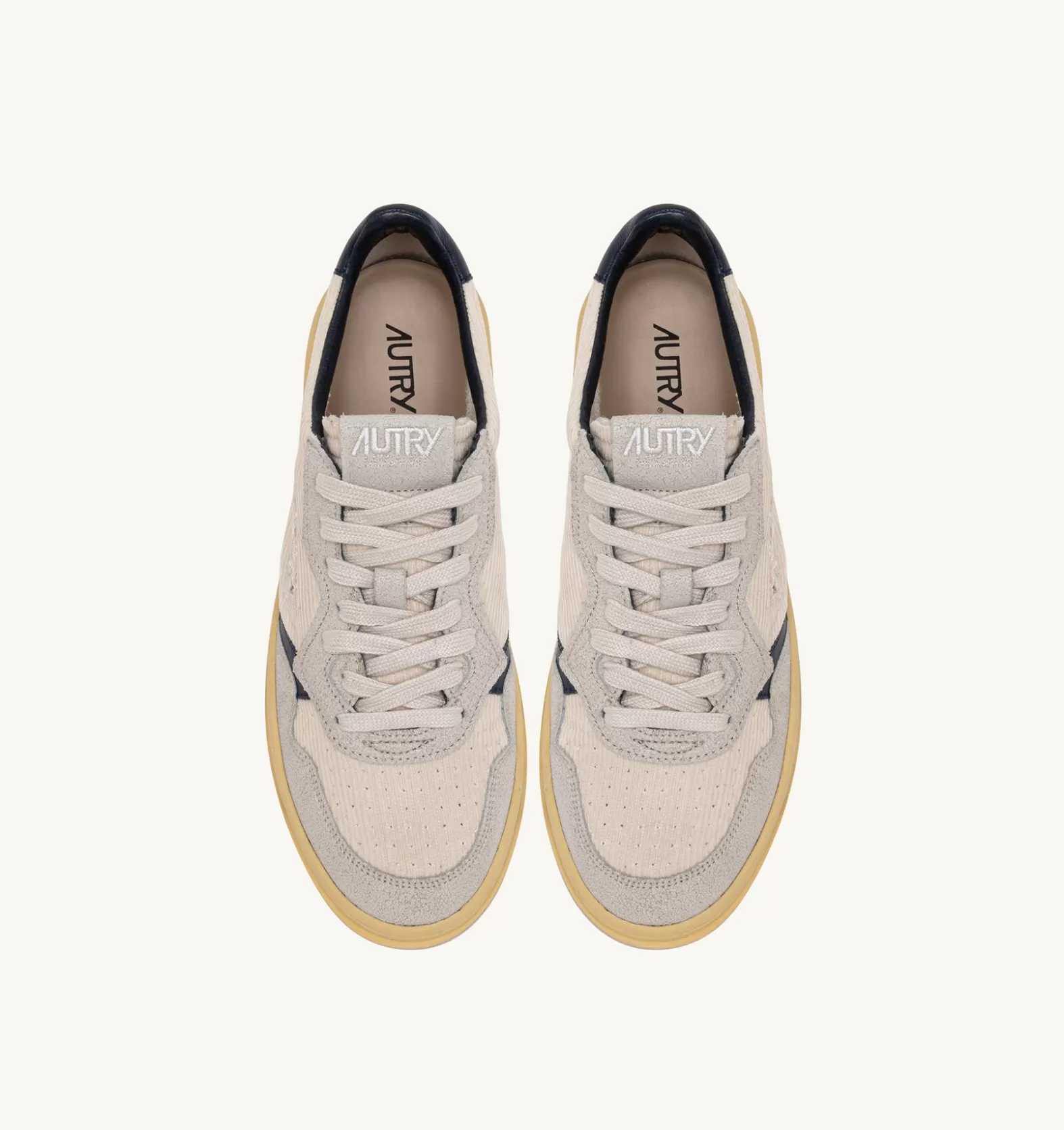 Medalist^AUTRY Medalist Low Sneakers In Ribbed Velvet And Suede Color White And Blue