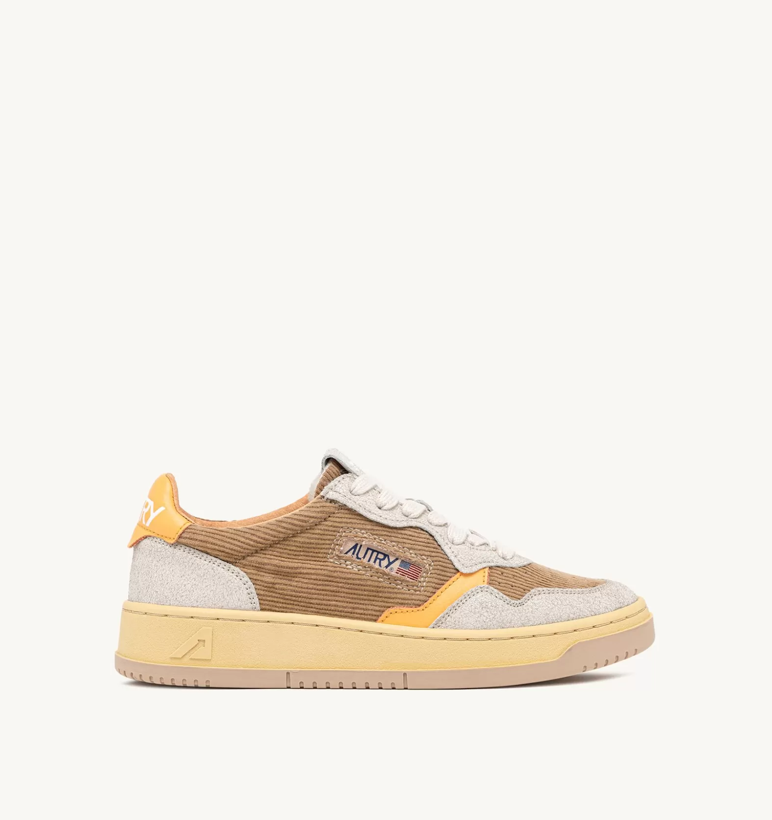 Medalist^AUTRY Medalist Low Sneakers In Ribbed Velvet Taupe And Suede Color Gray
