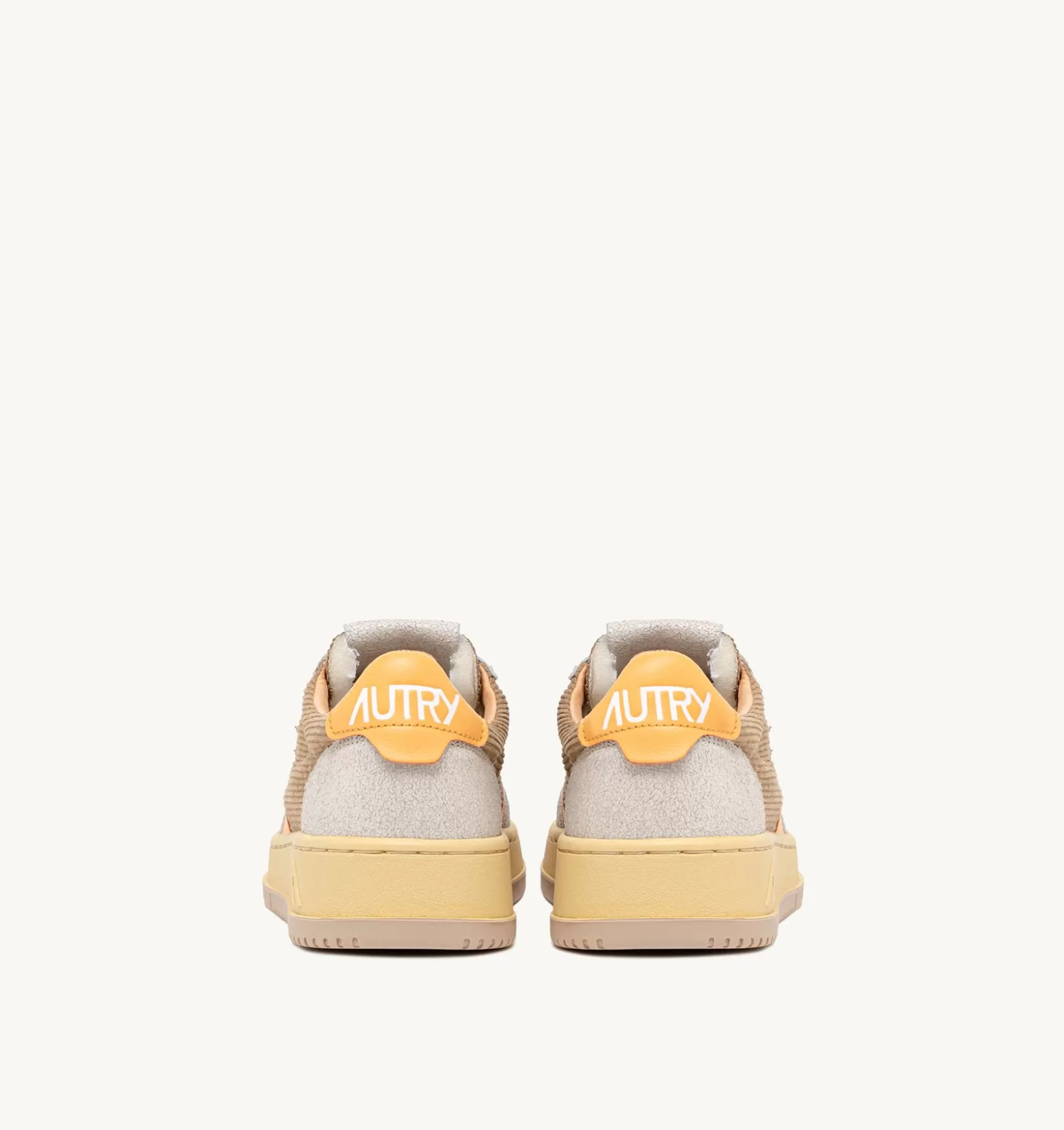 Medalist^AUTRY Medalist Low Sneakers In Ribbed Velvet Taupe And Suede Color Gray