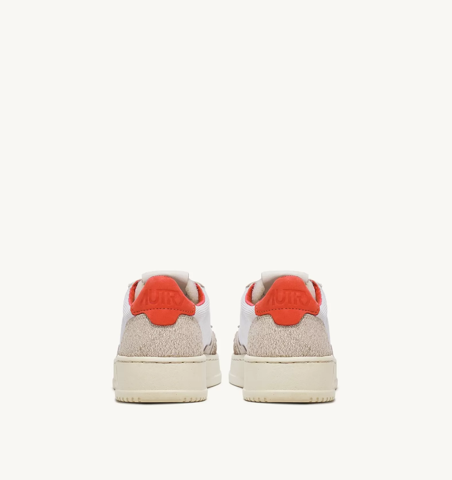 Medalist^AUTRY Medalist Low Sneakers In Soft Dragon Effect Goatskin And Crackle Effect Nubuck Leather Color White A