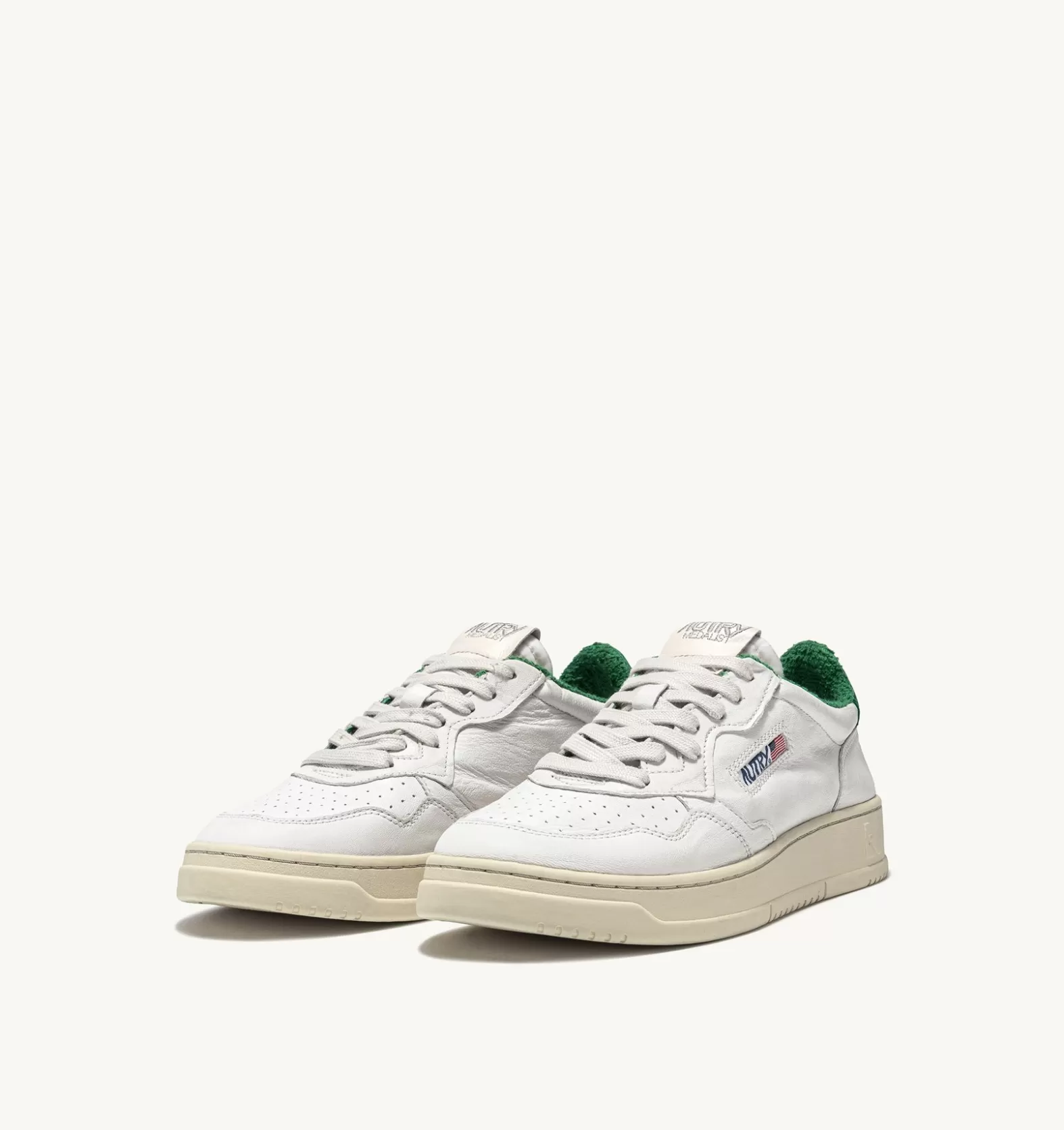 Medalist^AUTRY Medalist Low Sneakers In Soft Goatskin And Terry Color White And Green