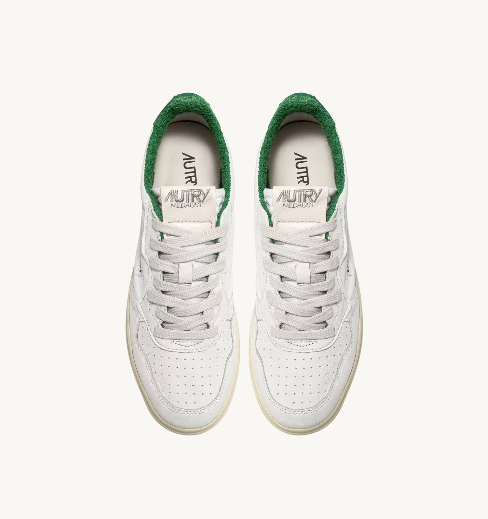 Medalist^AUTRY Medalist Low Sneakers In Soft Goatskin And Terry Color White And Green
