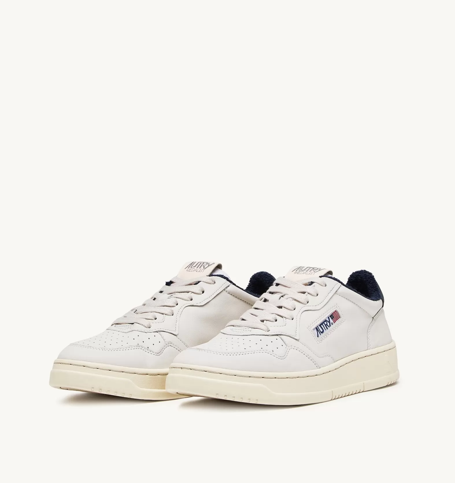 Medalist^AUTRY Medalist Low Sneakers In Soft Goatskin And Terry Color White And Space Tone