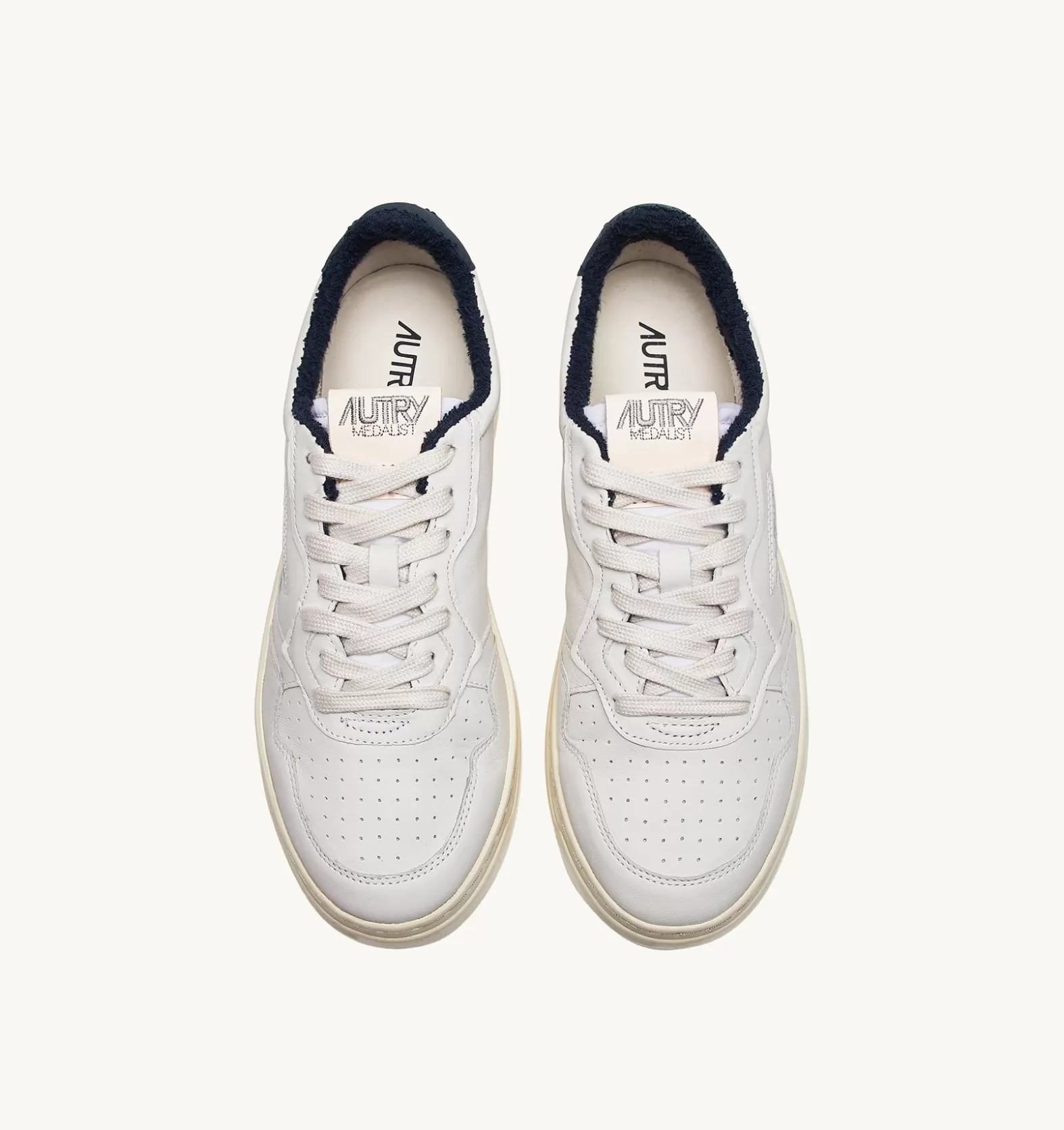 Medalist^AUTRY Medalist Low Sneakers In Soft Goatskin And Terry Color White And Space Tone