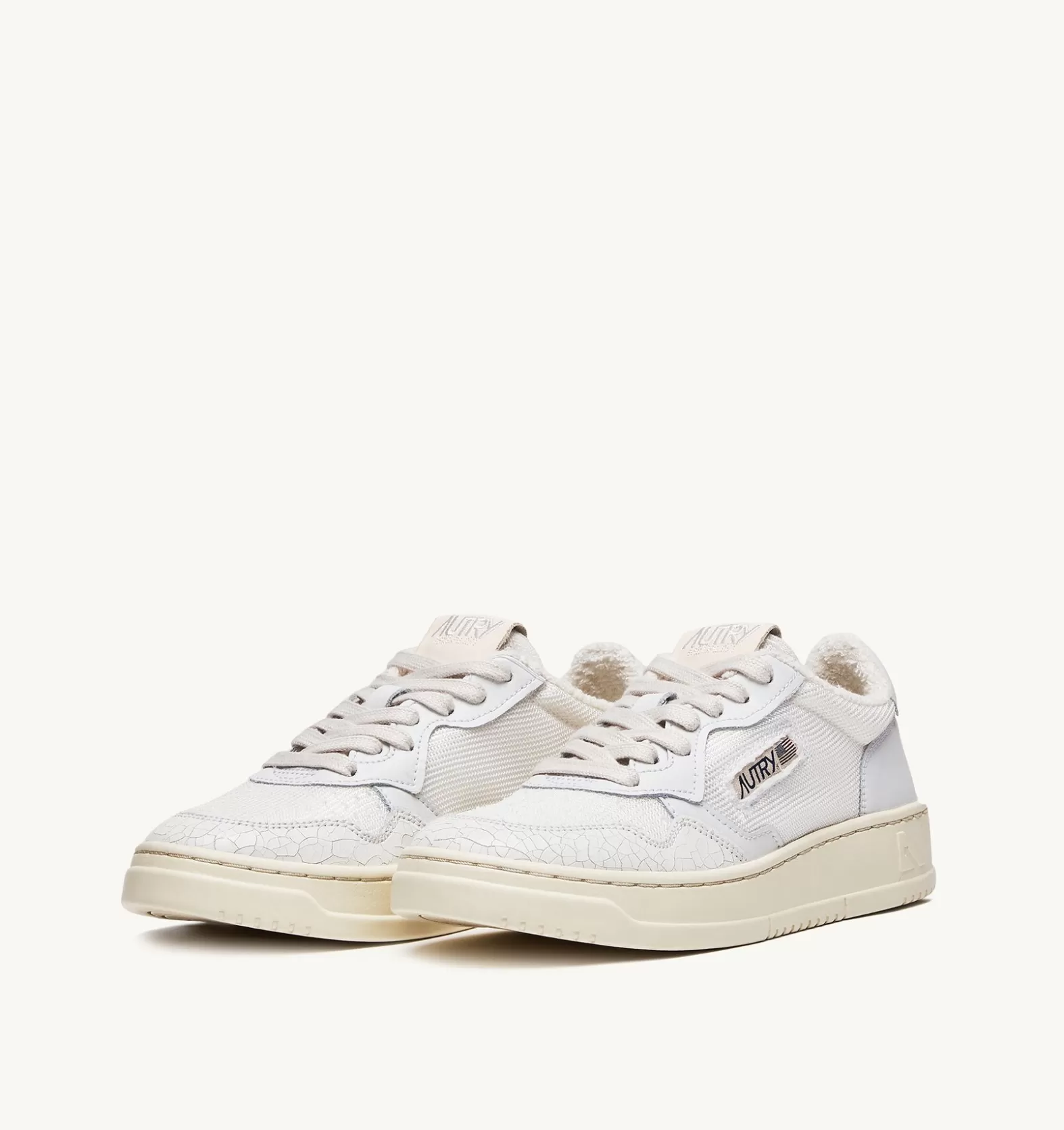 Medalist^AUTRY Medalist Low Sneakers In Sponge And Dragon Effect Color Ivory White