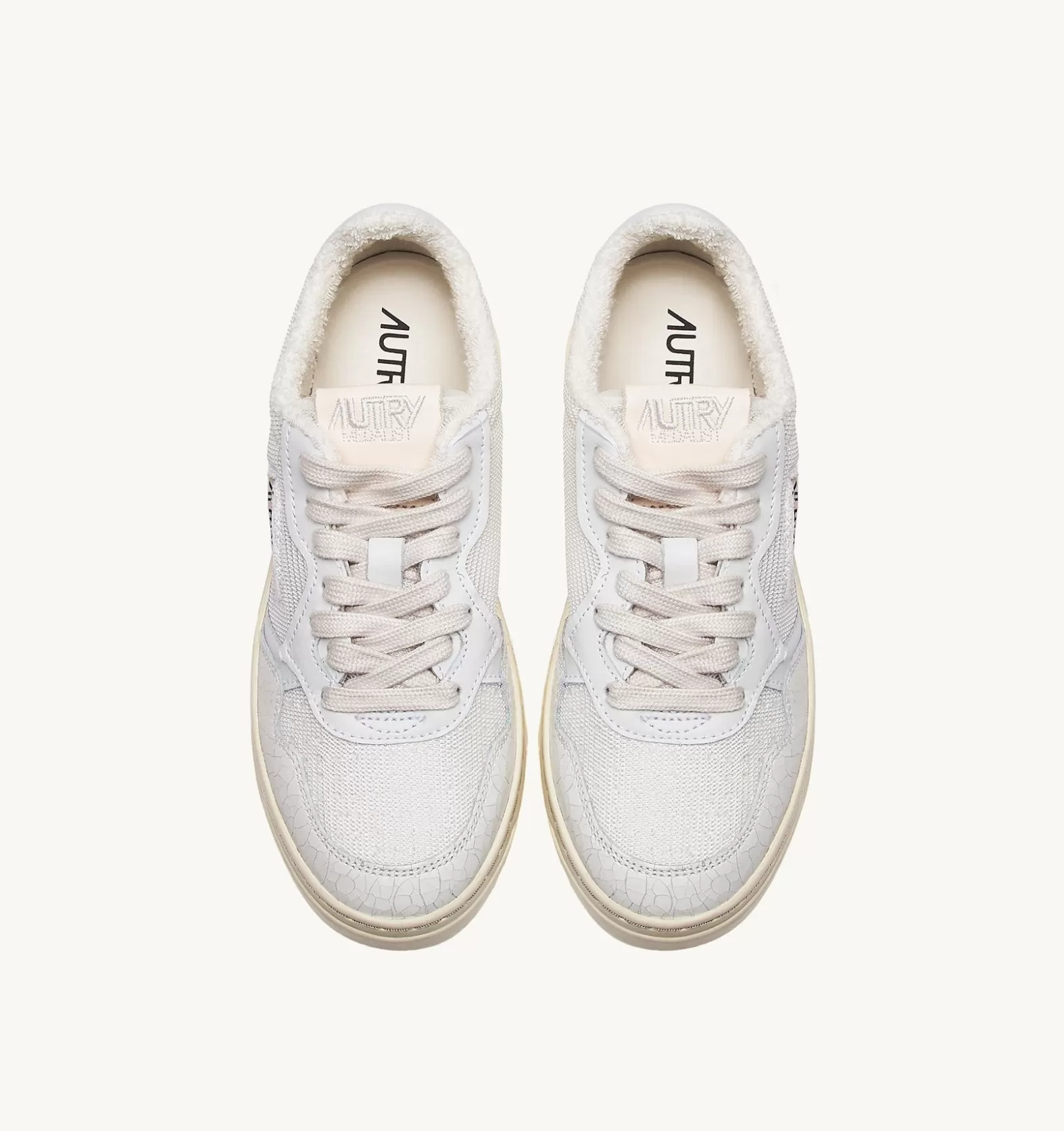 Medalist^AUTRY Medalist Low Sneakers In Sponge And Dragon Effect Color Ivory White
