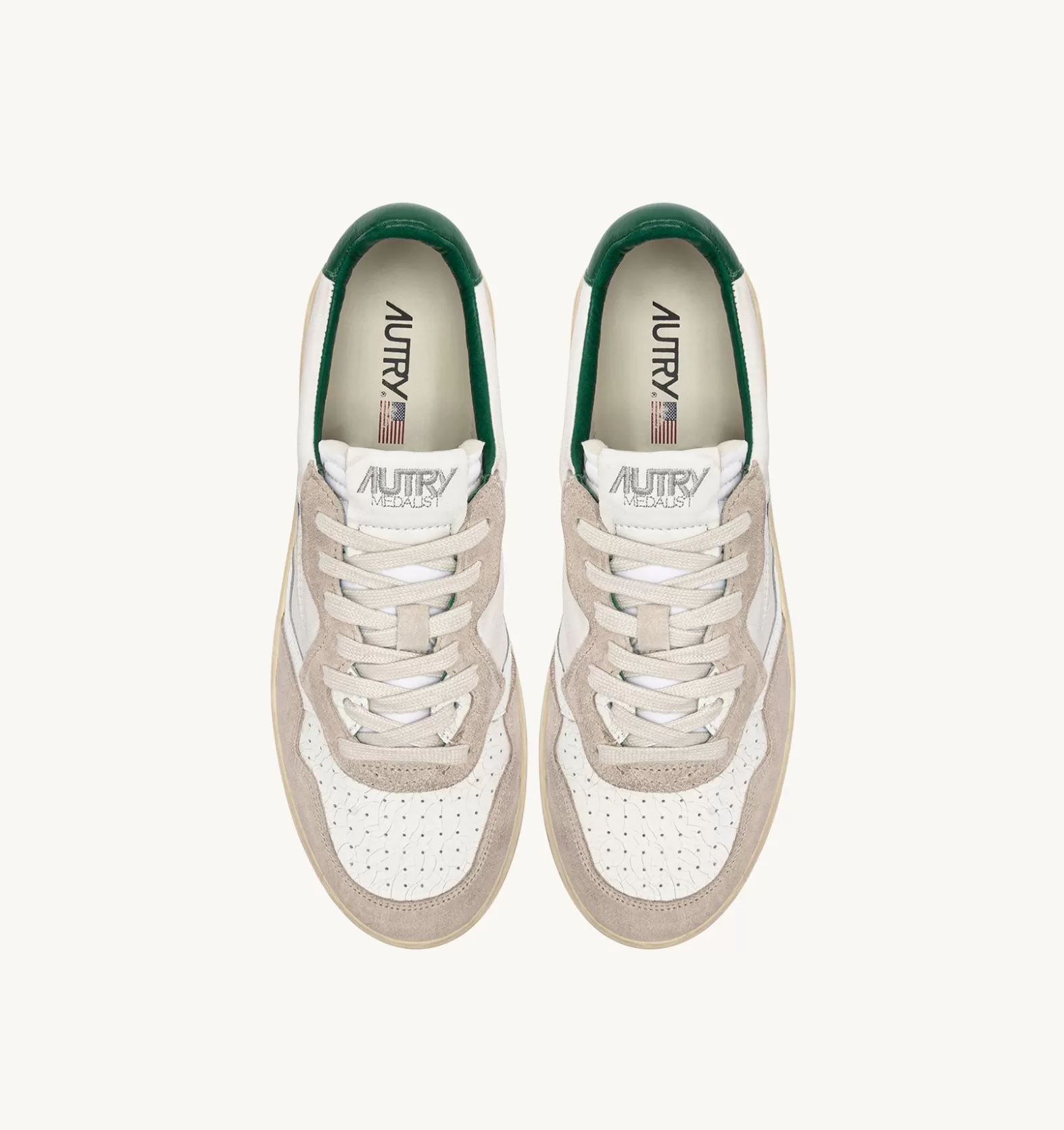 Medalist^AUTRY Medalist Low Sneakers In Suede And Leather Color White And Green