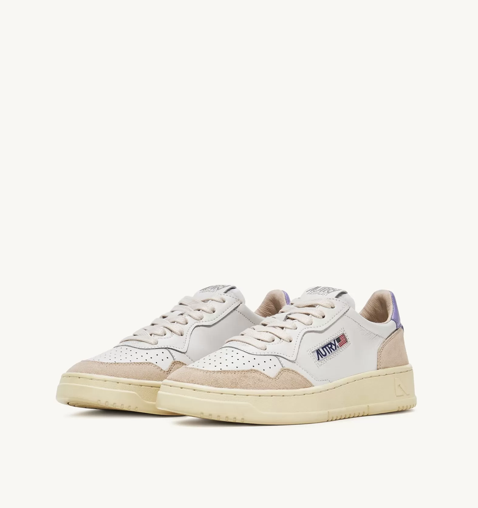 Medalist^AUTRY Medalist Low Sneakers In Suede And Leather Color White And Lavender