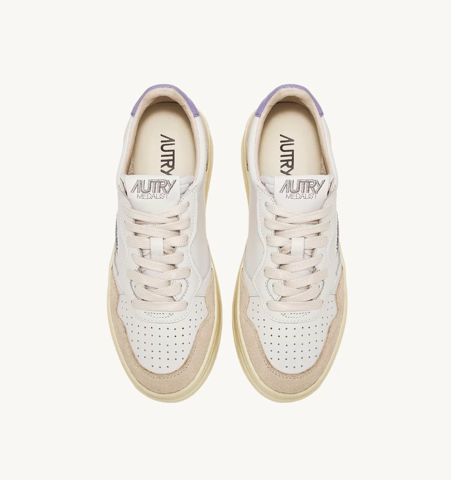 Medalist^AUTRY Medalist Low Sneakers In Suede And Leather Color White And Lavender