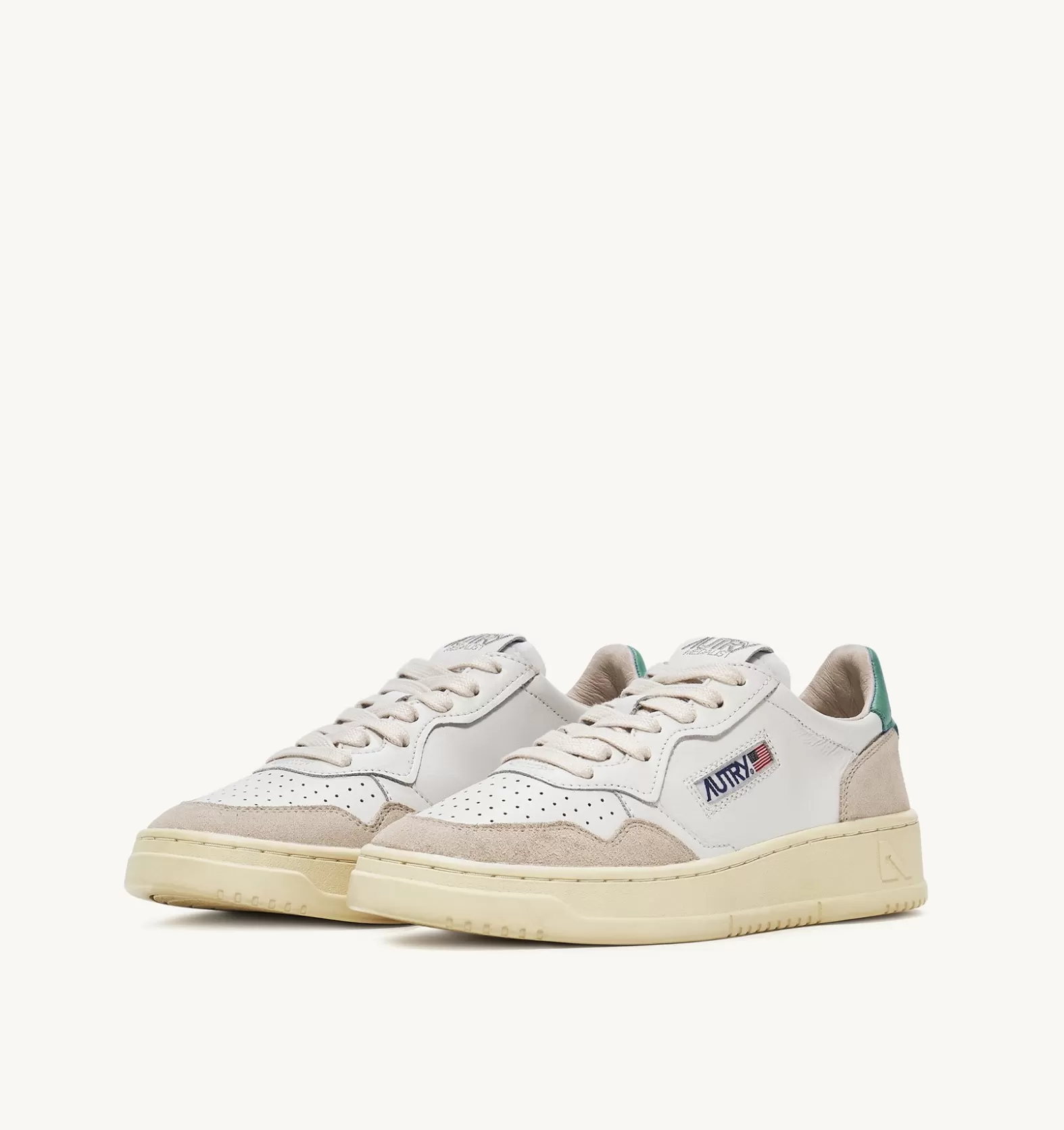 Medalist^AUTRY Medalist Low Sneakers In Suede And Leather Color White And Malachi Green