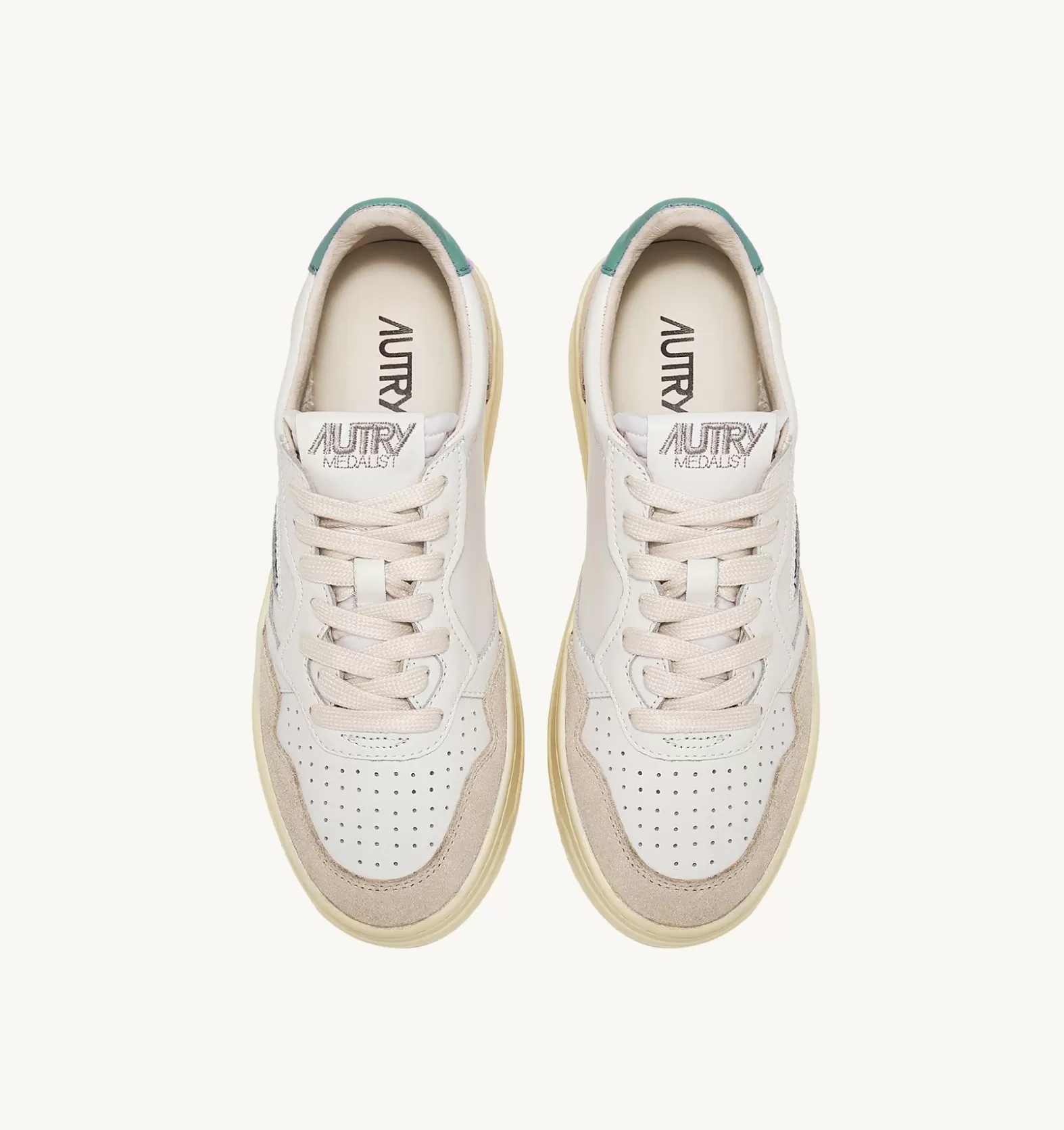 Medalist^AUTRY Medalist Low Sneakers In Suede And Leather Color White And Malachi Green