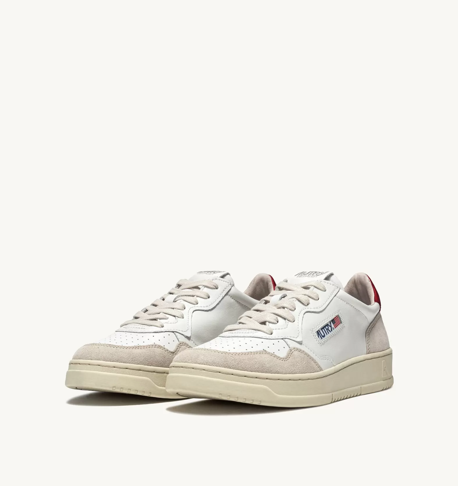 Medalist^AUTRY Medalist Low Sneakers In Suede And Leather Color White And Red