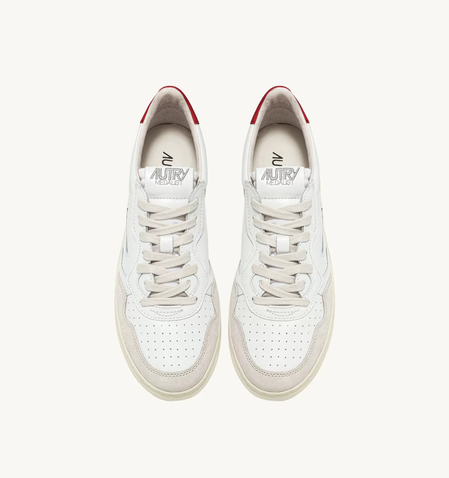 Medalist^AUTRY Medalist Low Sneakers In Suede And Leather Color White And Red