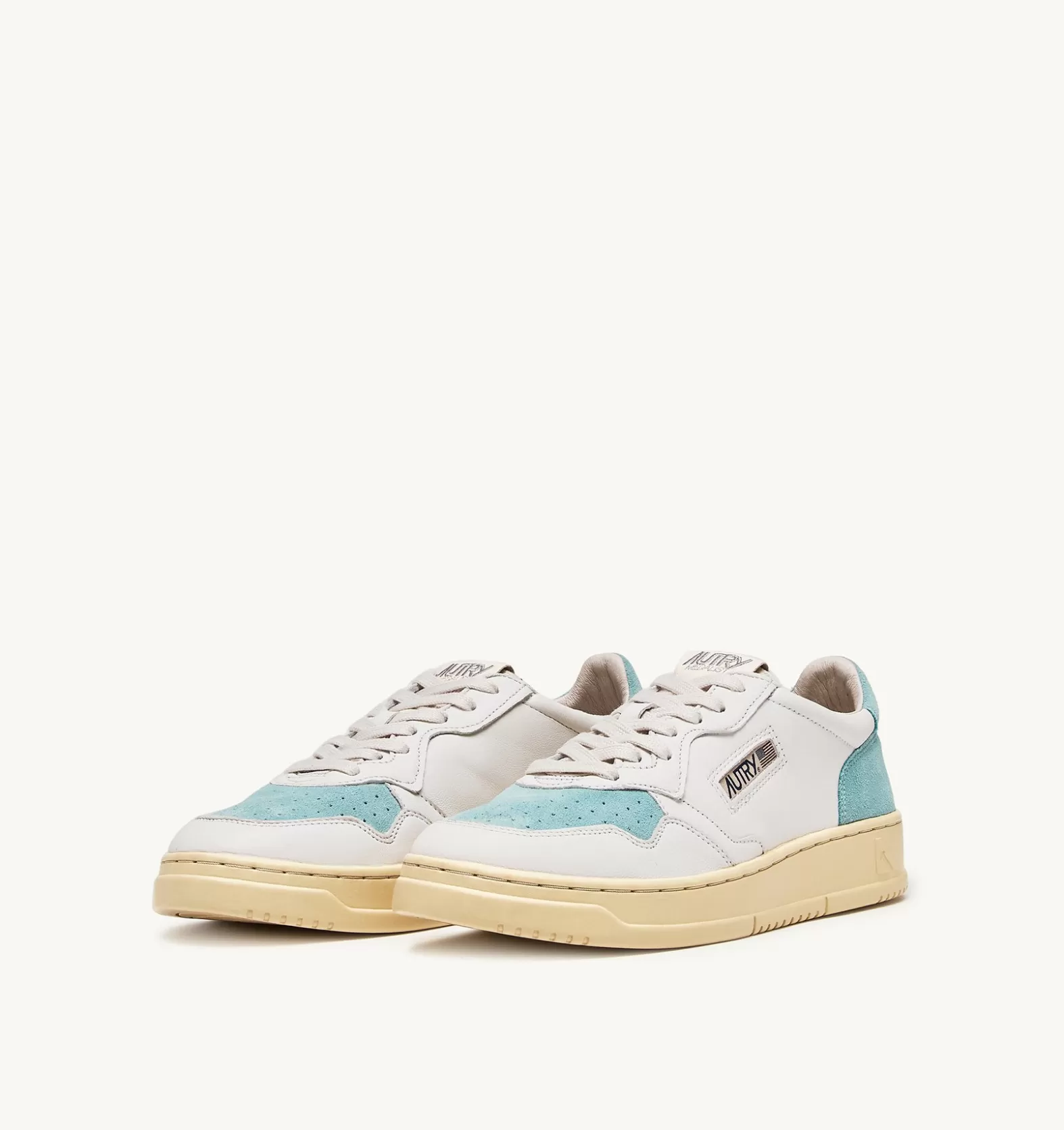Medalist^AUTRY Medalist Low Sneakers In Suede And Leather Color White And Turquoise