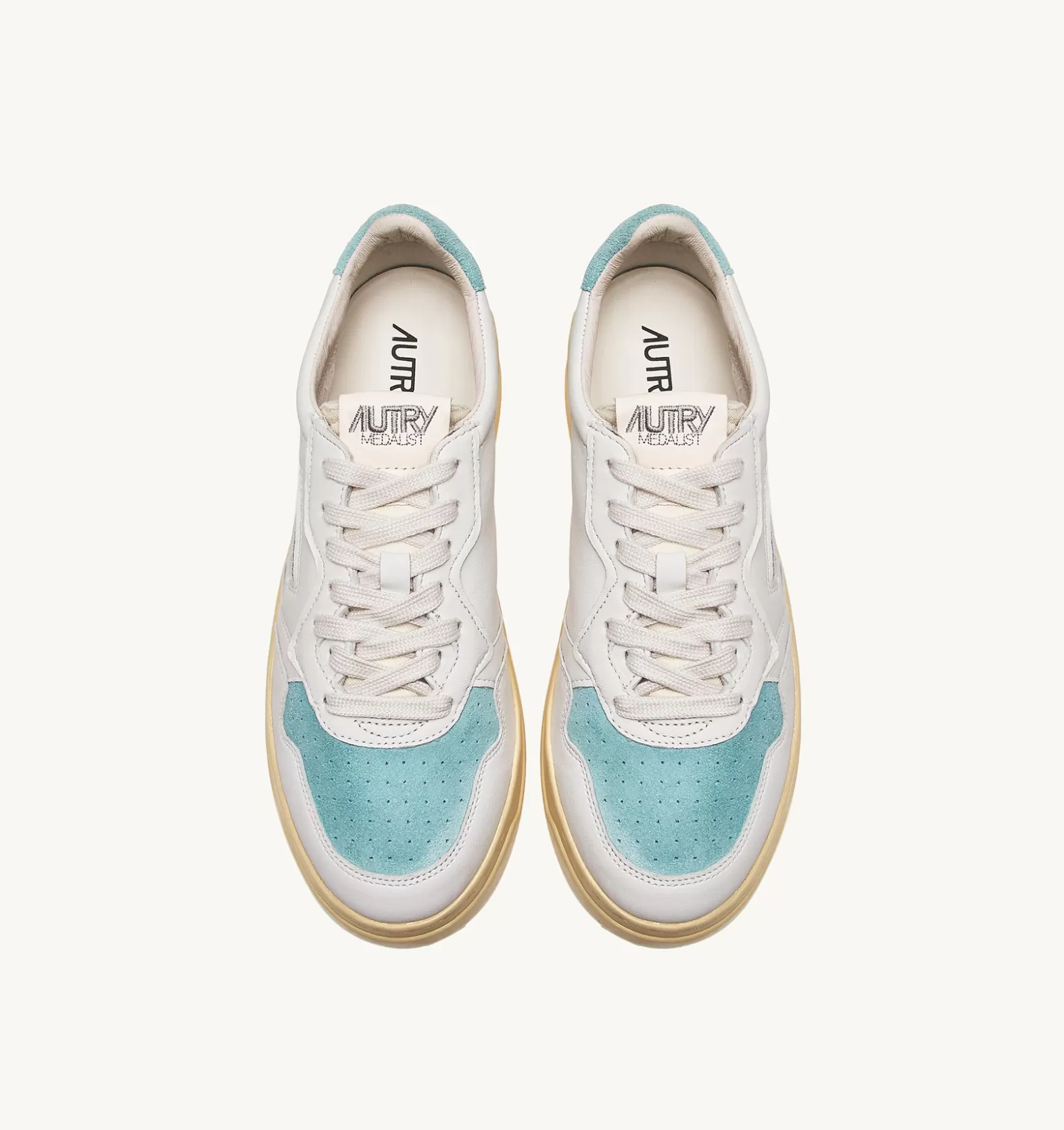 Medalist^AUTRY Medalist Low Sneakers In Suede And Leather Color White And Turquoise