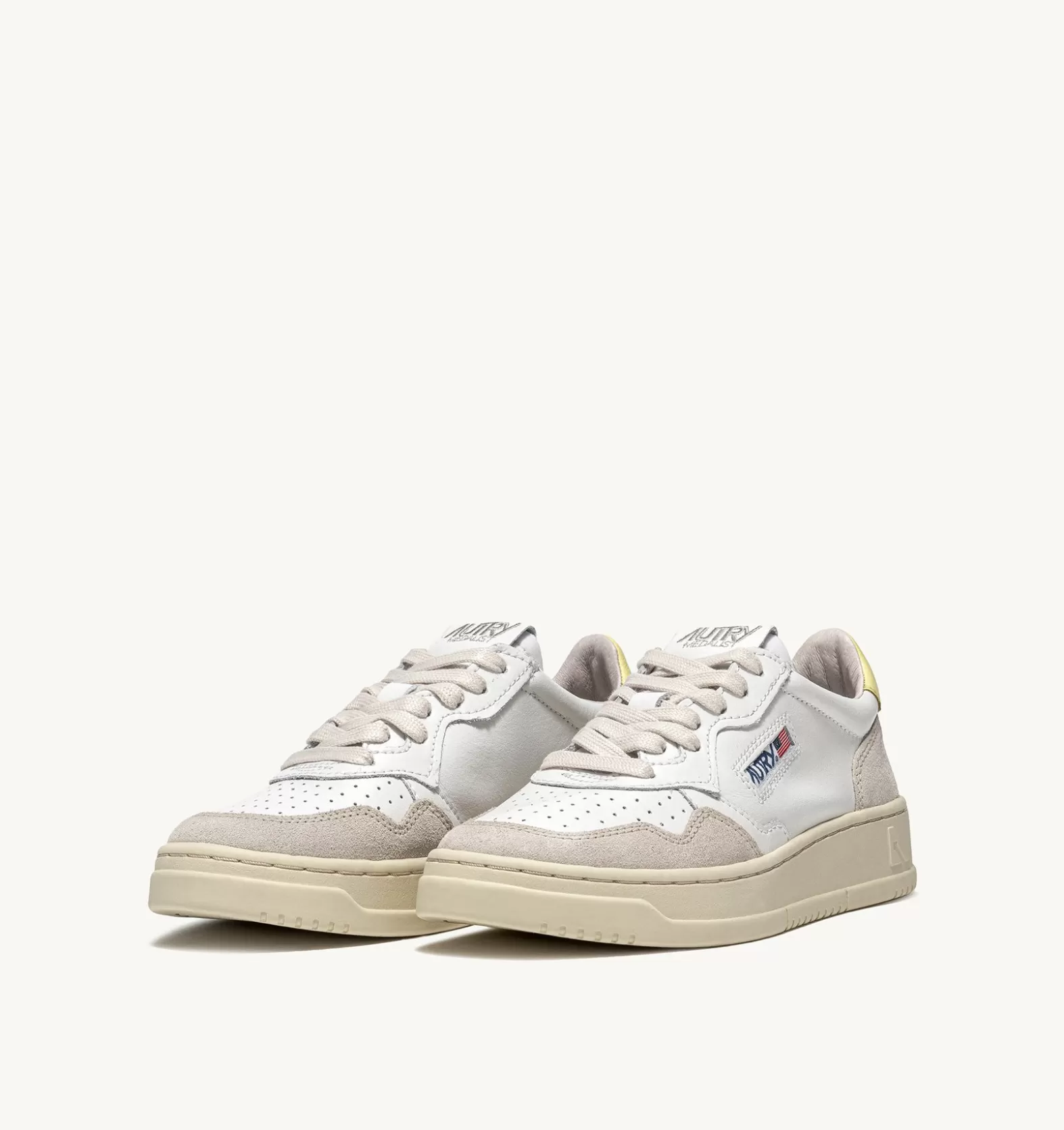 Medalist^AUTRY Medalist Low Sneakers In Suede And Leather Color White And Yellow