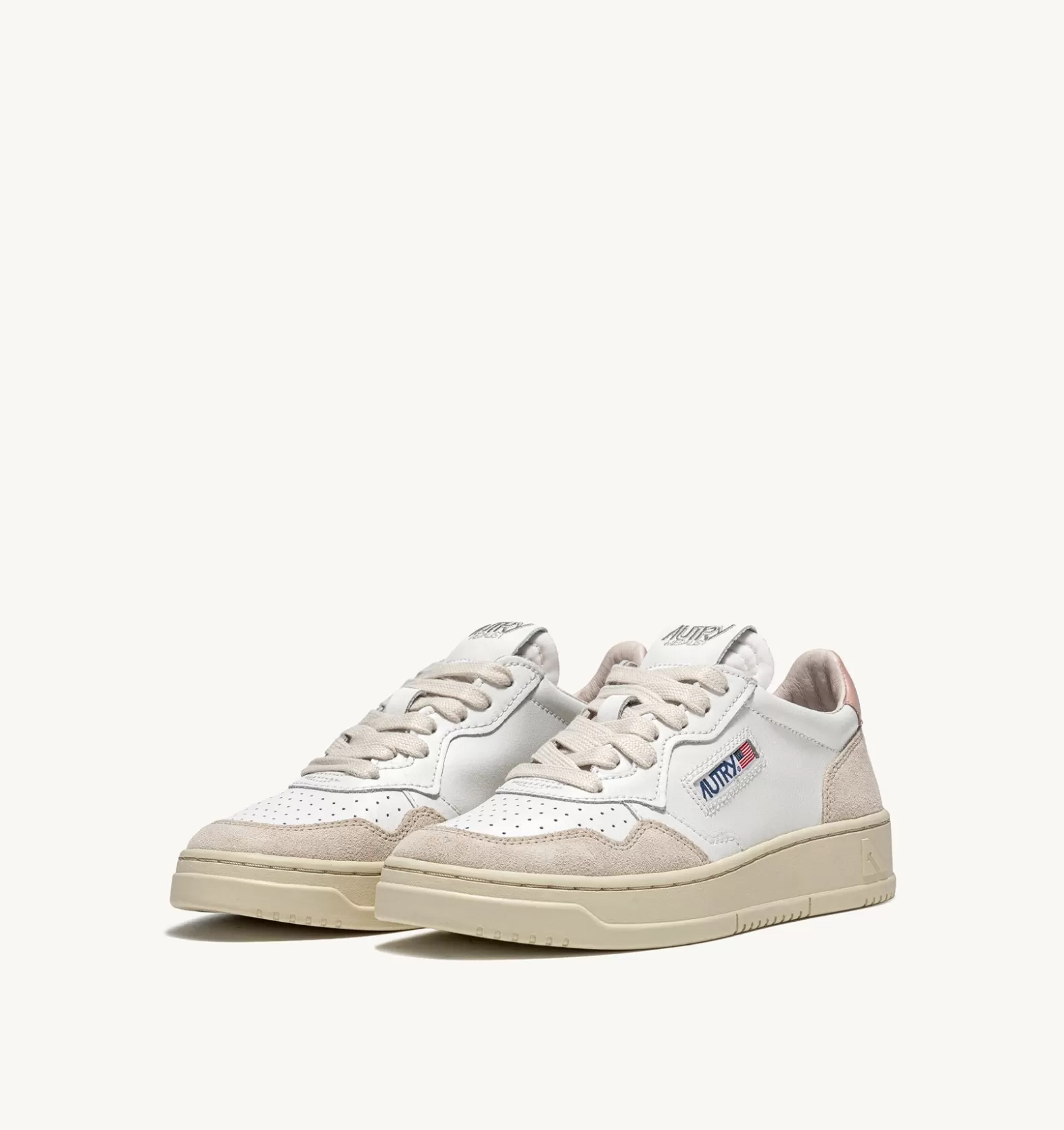 Medalist^AUTRY Medalist Low Sneakers In Suede And Leather White And Powder