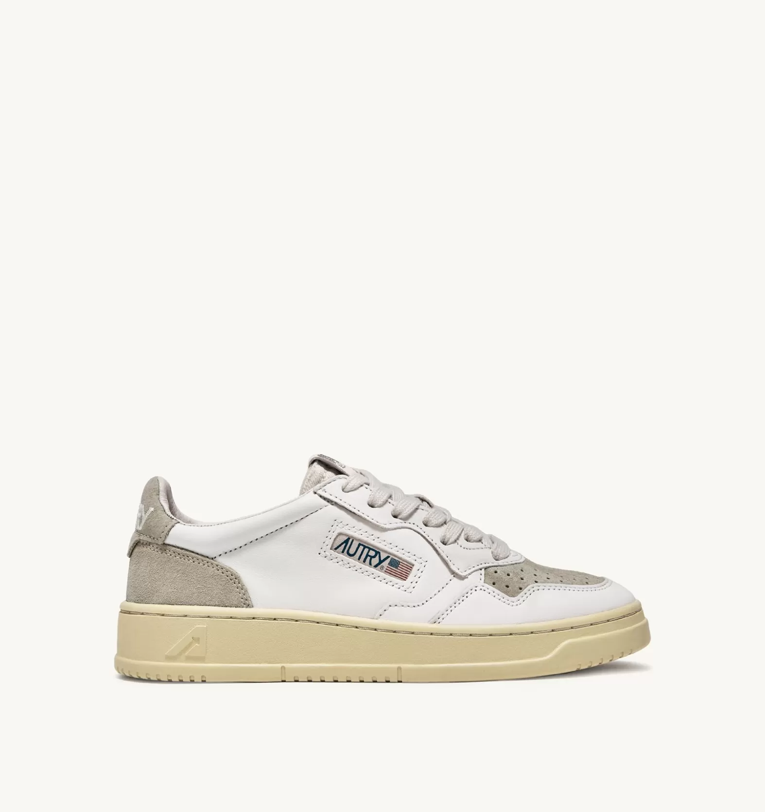 Medalist^AUTRY Medalist Low Sneakers In Suede And Leather White And Sand Brown