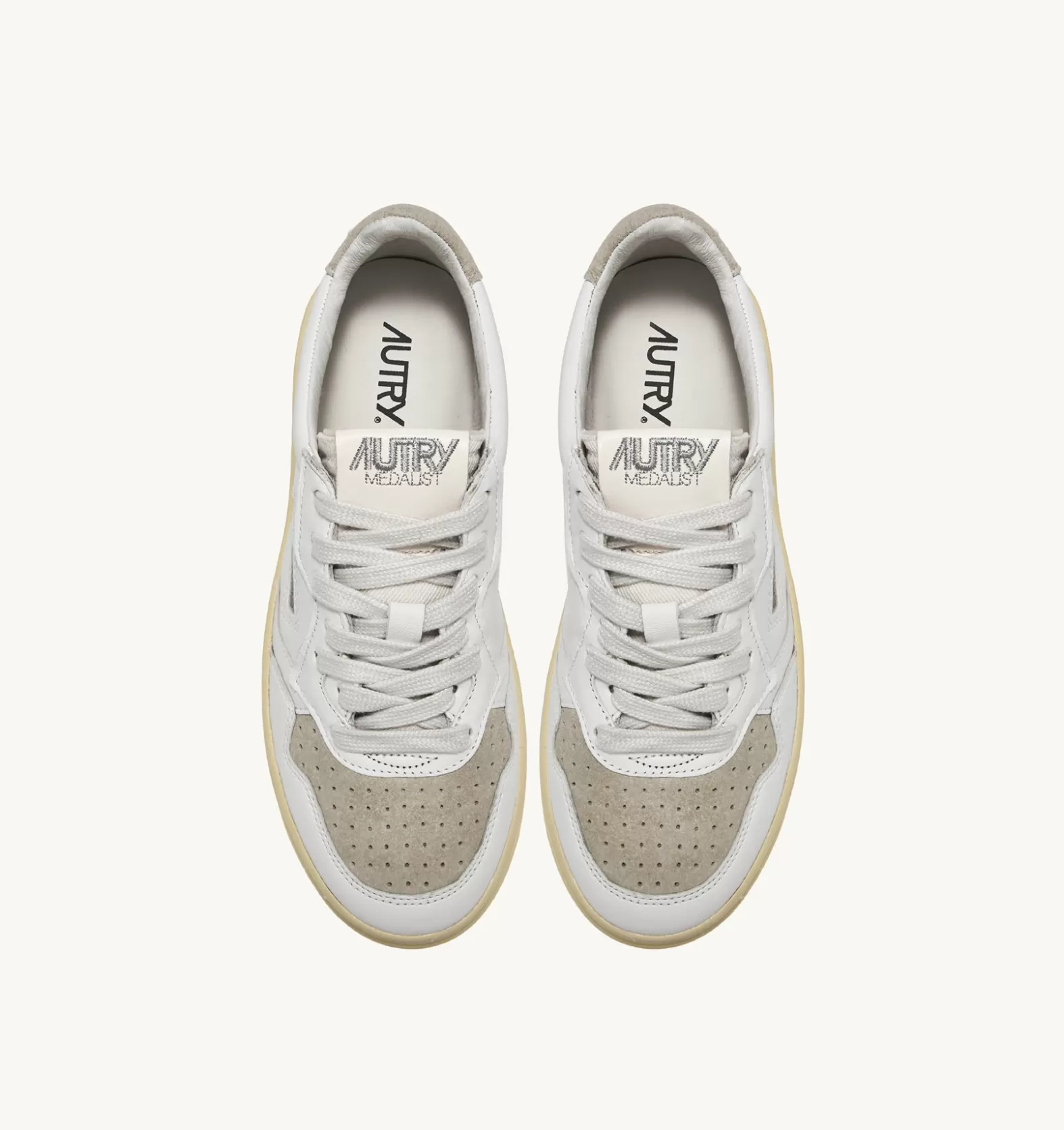 Medalist^AUTRY Medalist Low Sneakers In Suede And Leather White And Sand Brown