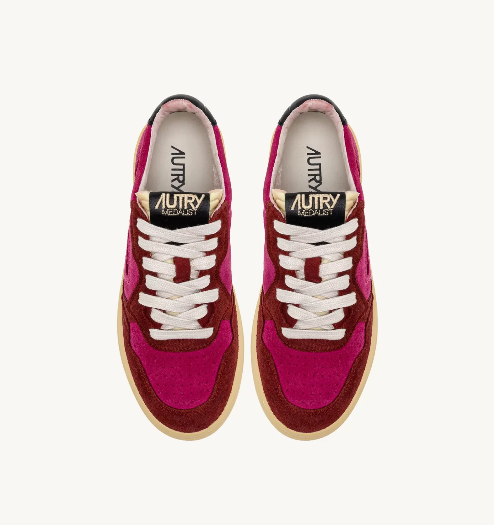 Medalist^AUTRY Medalist Low Sneakers In Suede Fuchsia And Bordeaux