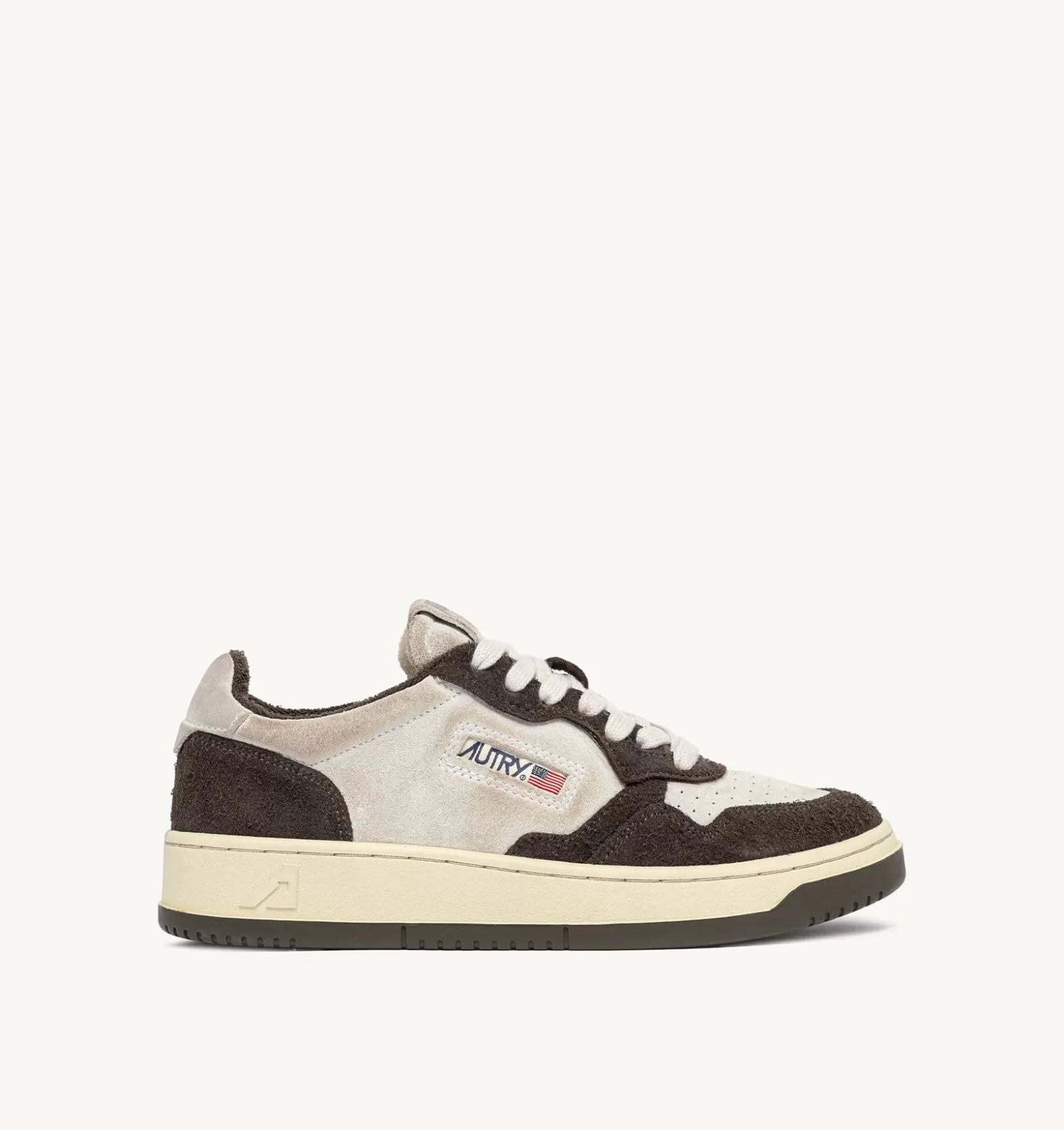 Medalist^AUTRY Medalist Low Sneakers In Suede White And Hair-Effect Suede Brown