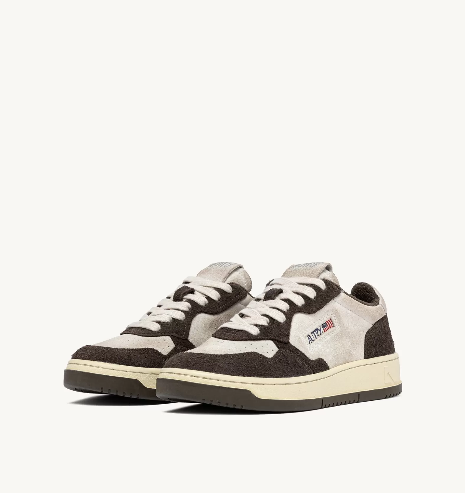 Medalist^AUTRY Medalist Low Sneakers In Suede White And Hair-Effect Suede Brown