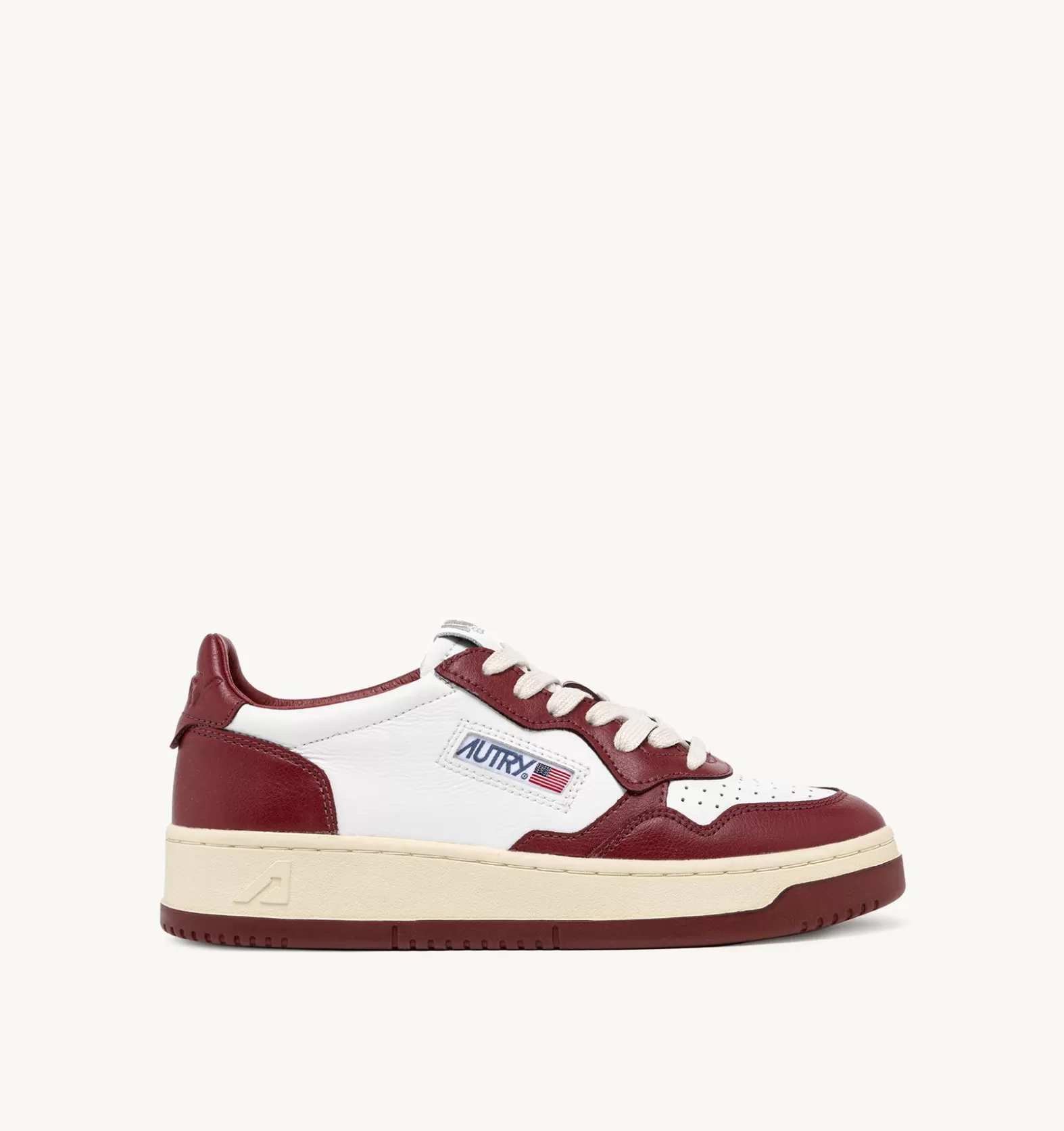 Medalist^AUTRY Medalist Low Sneakers In Two-Tone Leather Color White And Bordeaux