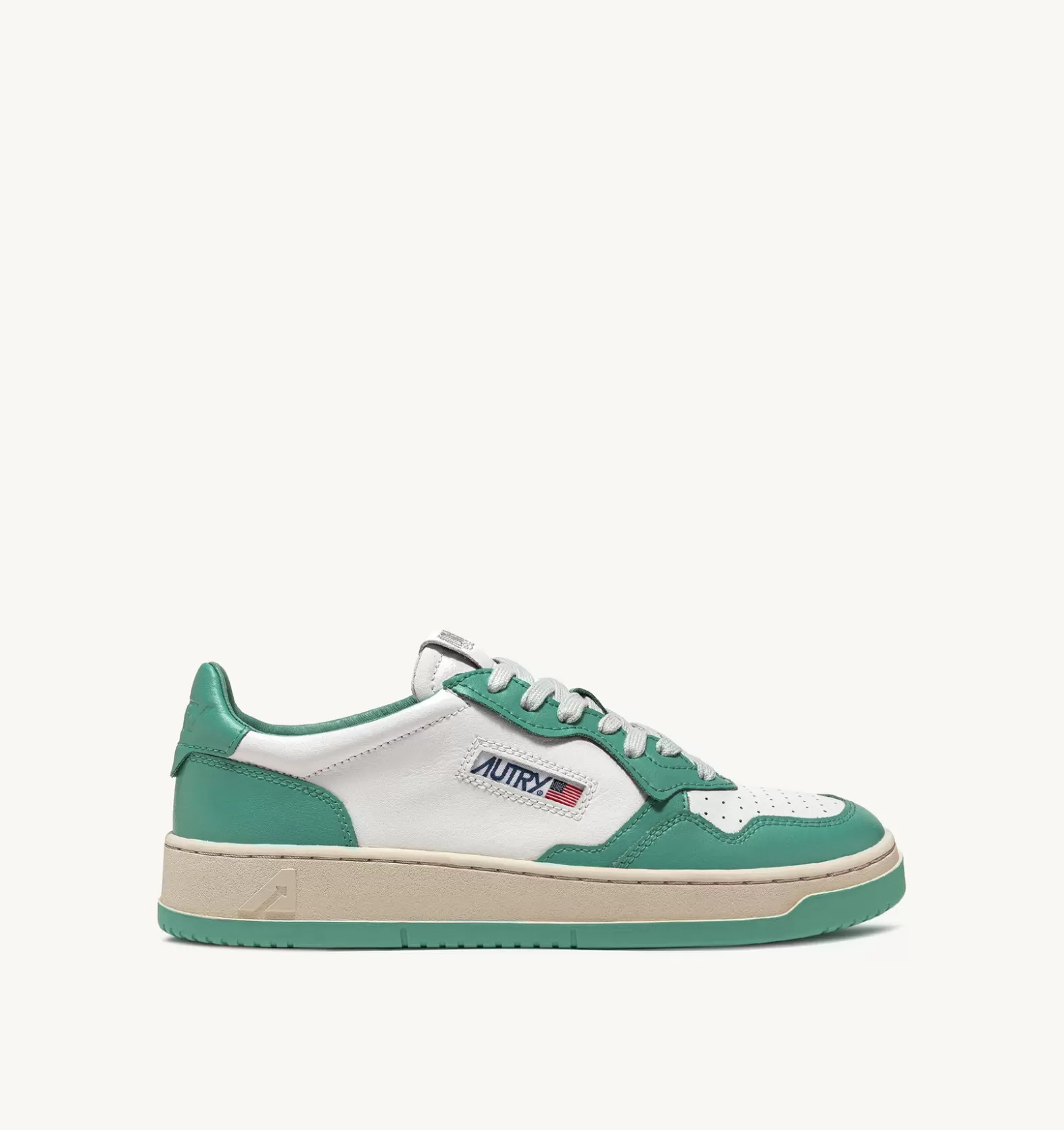 Medalist^AUTRY Medalist Low Sneakers In Two-Tone Leather Color White And Malachi Green
