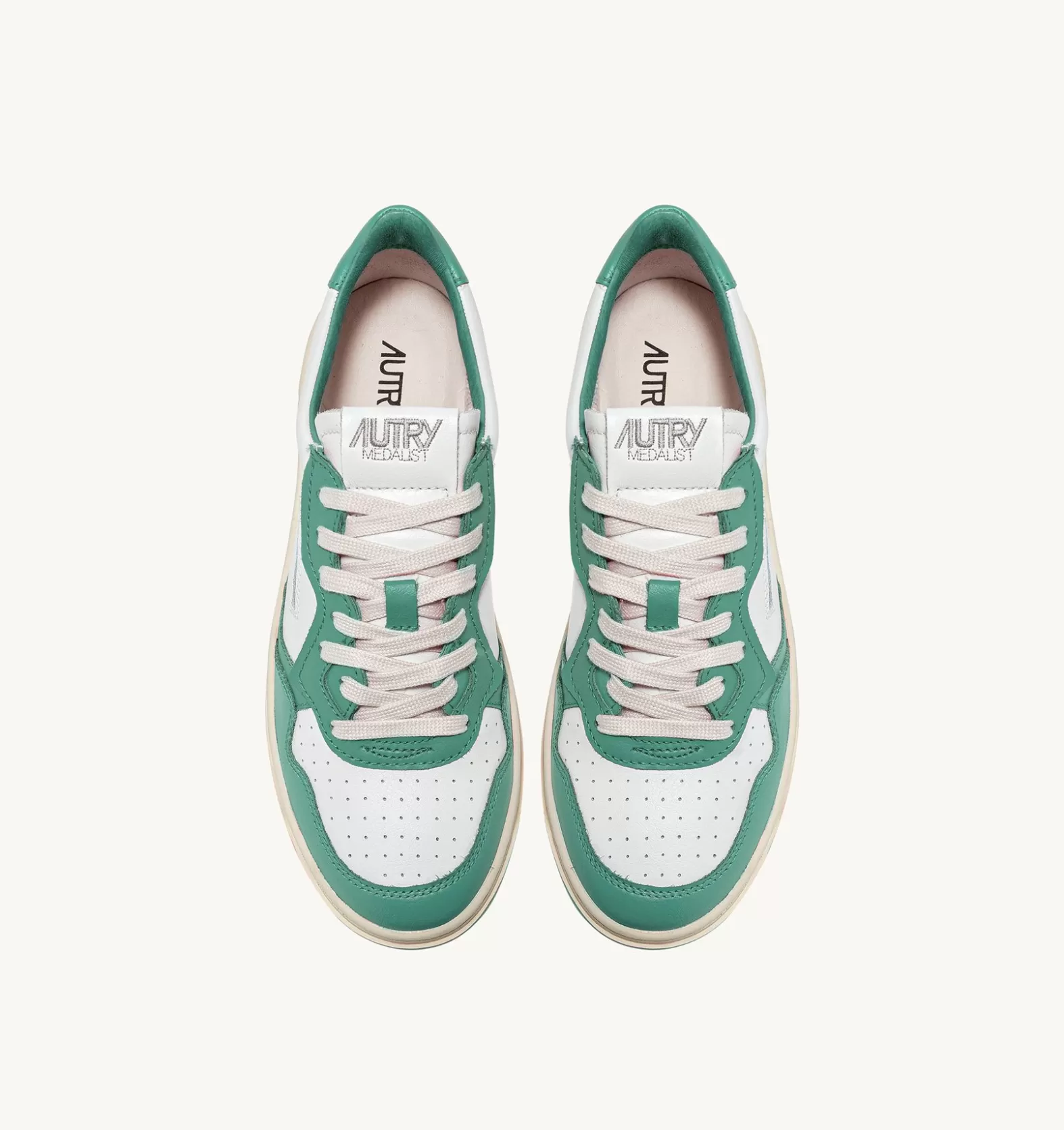 Medalist^AUTRY Medalist Low Sneakers In Two-Tone Leather Color White And Malachi Green