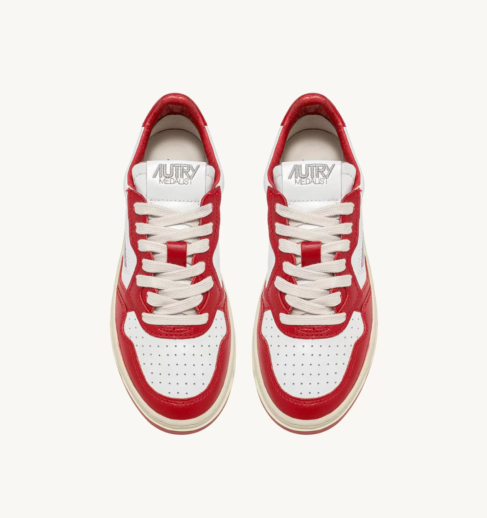 Medalist^AUTRY Medalist Low Sneakers In Two-Tone Leather Color White And Red