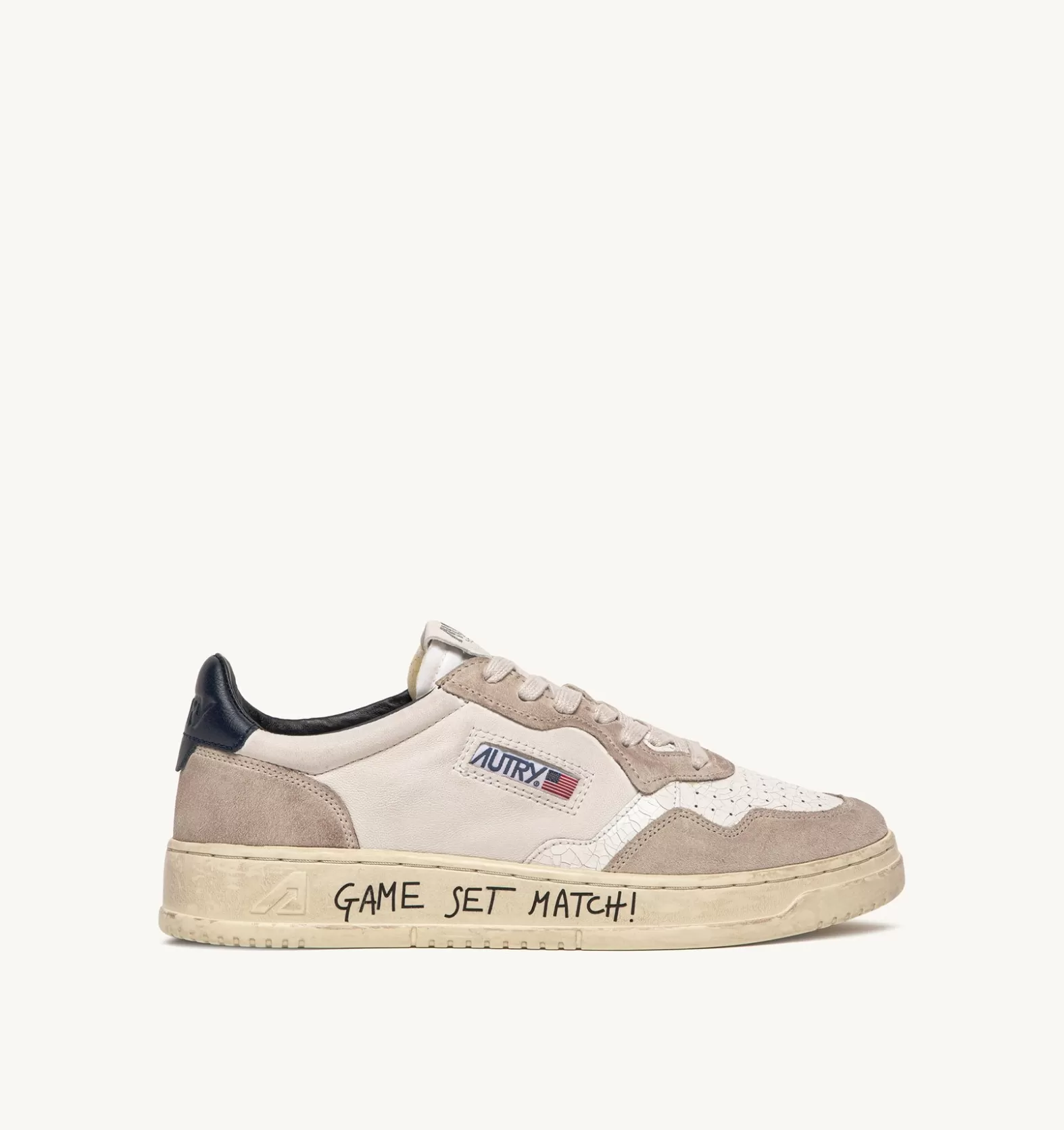 Medalist^AUTRY Medalist Low Sneakers In White And Blue Leather And Beige Suede