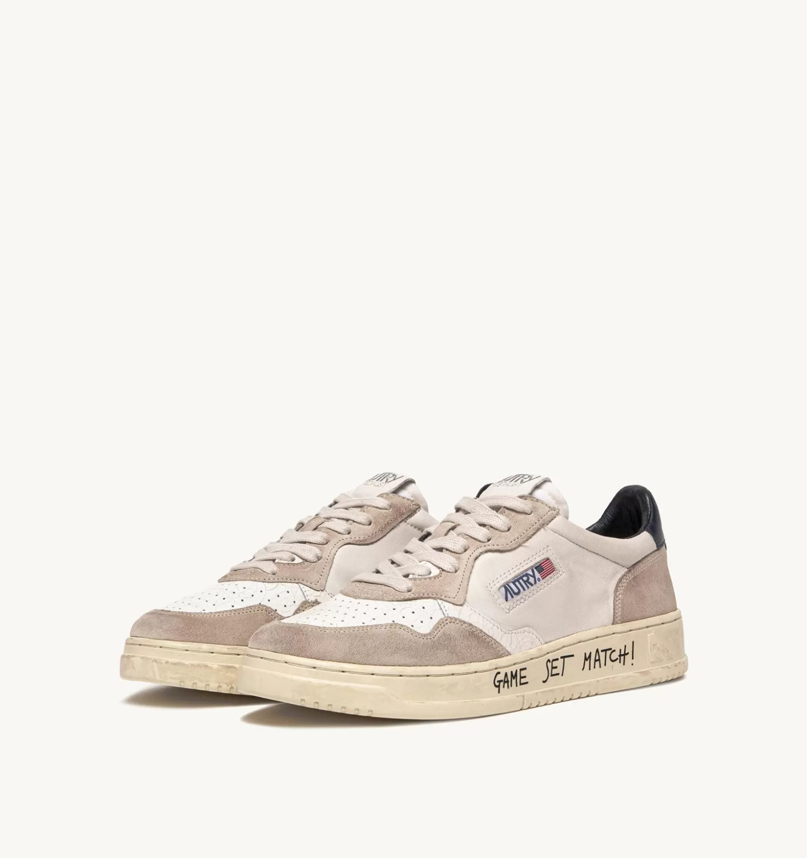 Medalist^AUTRY Medalist Low Sneakers In White And Blue Leather And Beige Suede