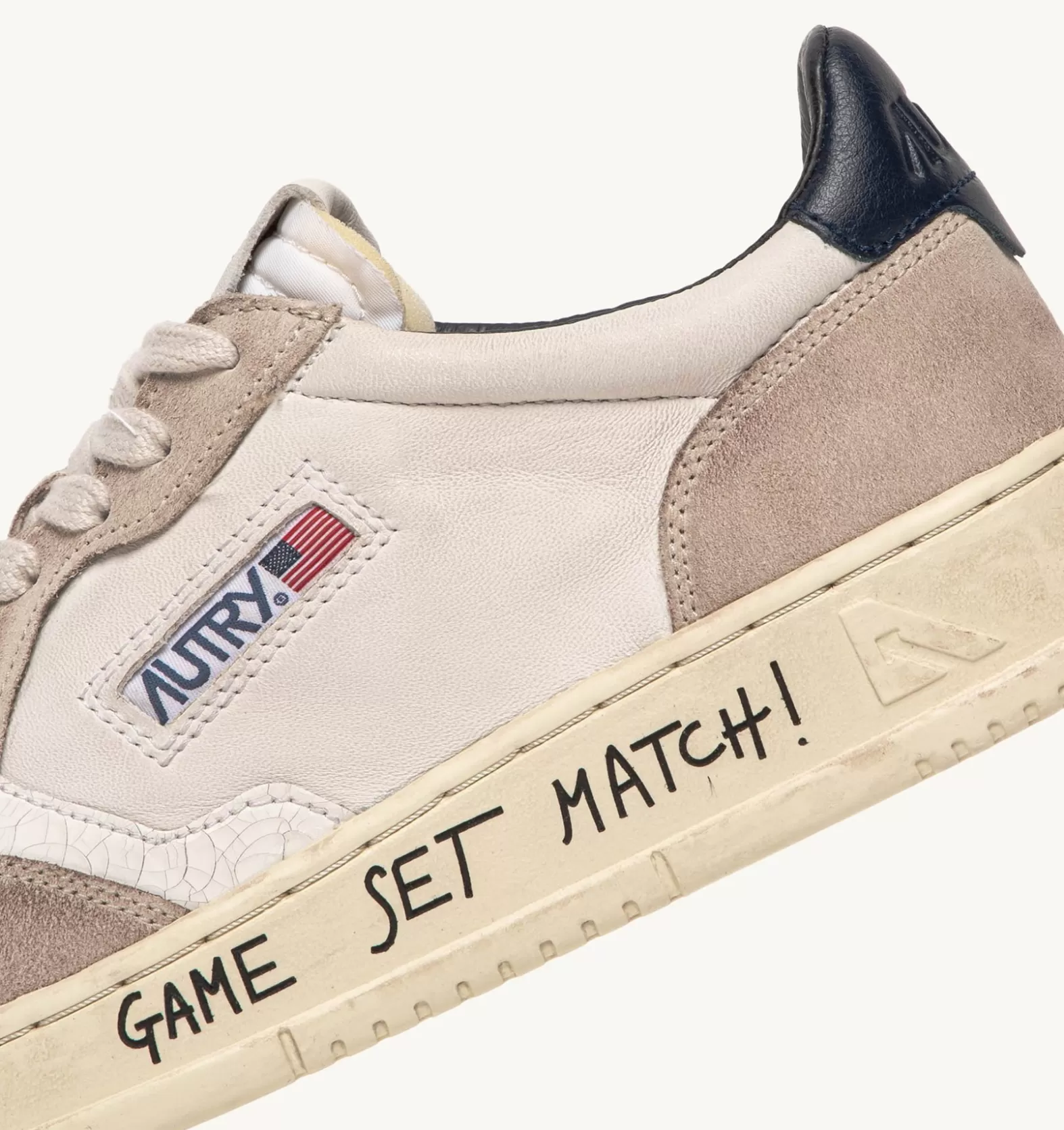 Medalist^AUTRY Medalist Low Sneakers In White And Blue Leather And Beige Suede