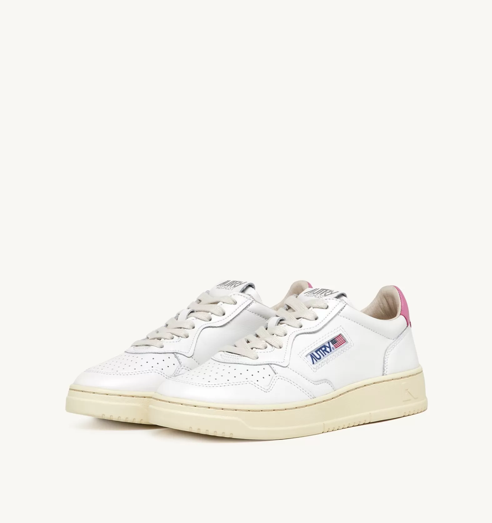 Medalist^AUTRY Medalist Low Sneakers In White And Pink Leather