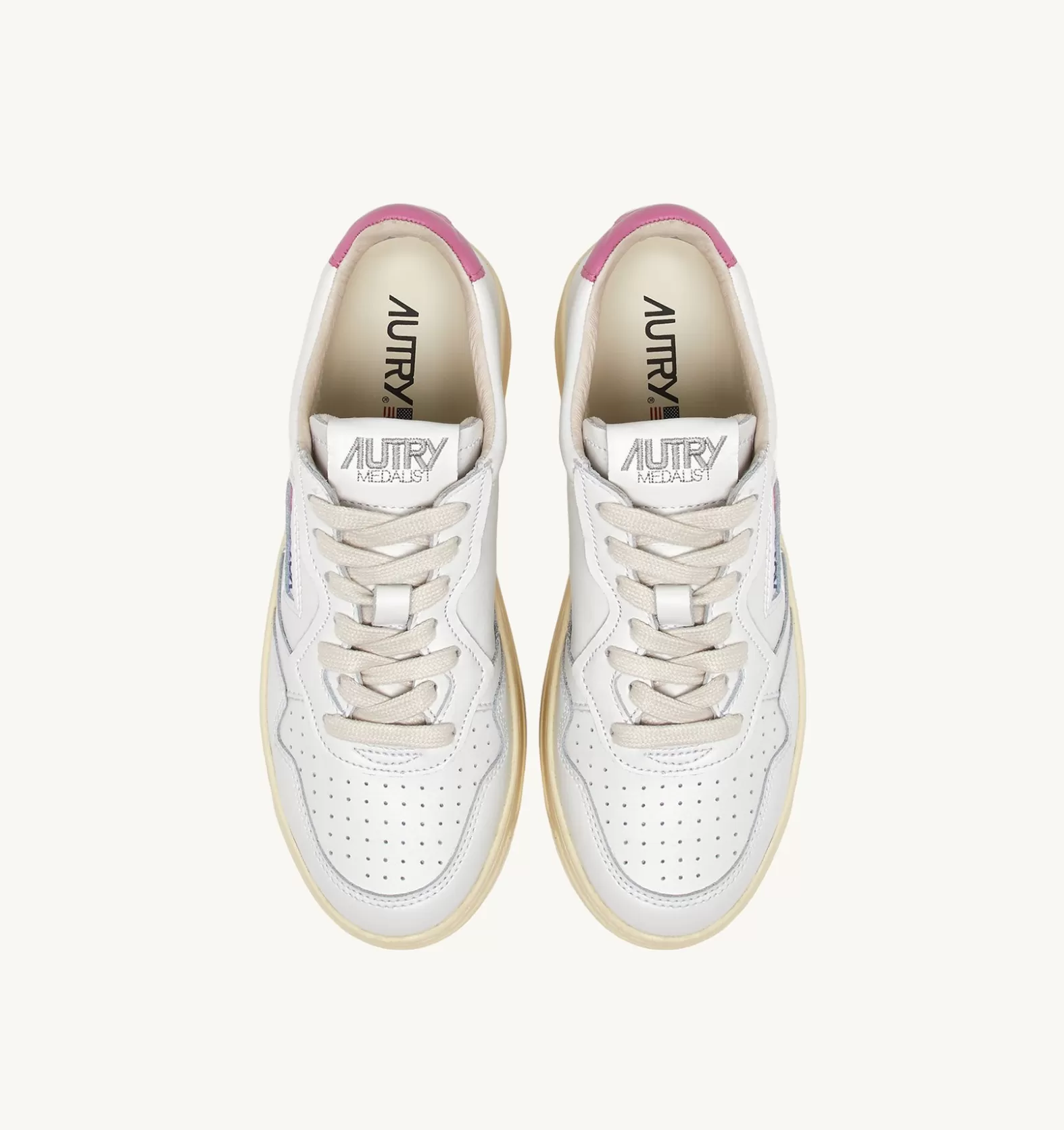Medalist^AUTRY Medalist Low Sneakers In White And Pink Leather