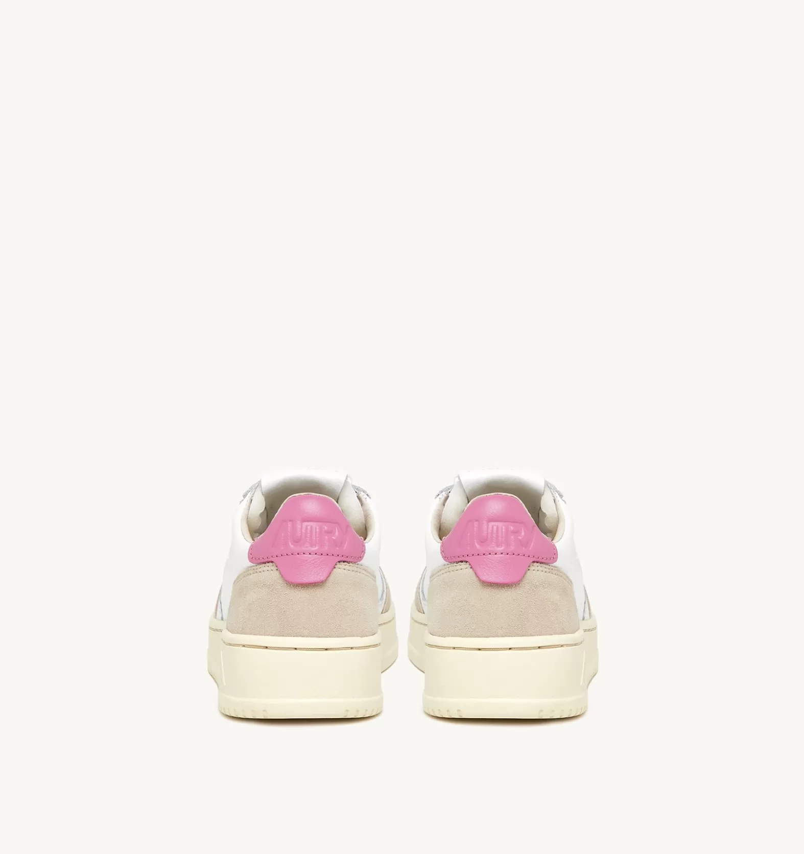Medalist^AUTRY Medalist Low Sneakers In White And Pink Leather And Beige Suede